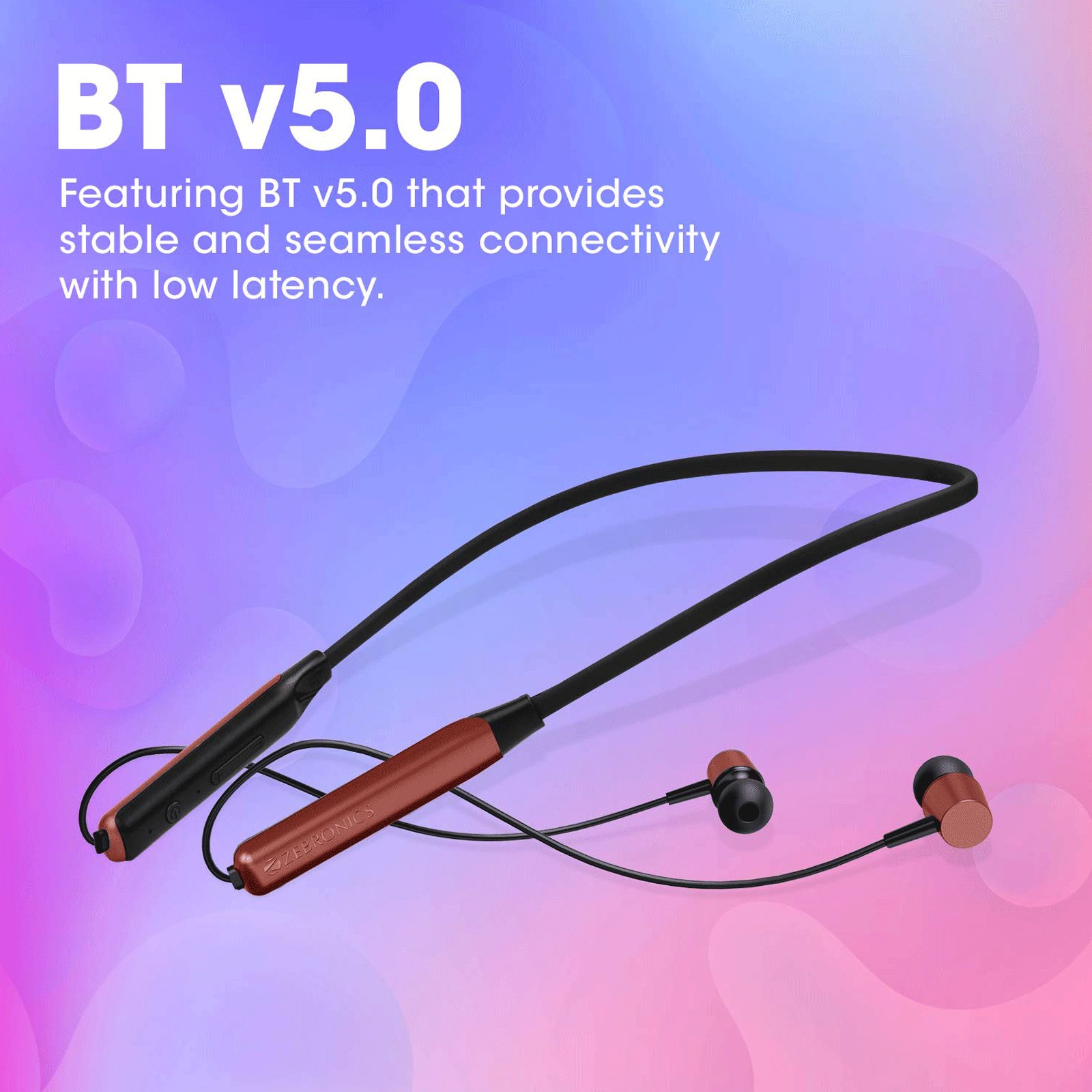 ZEBRONICS Evolve Neckband (17 Hours Playtime, Orange)_7