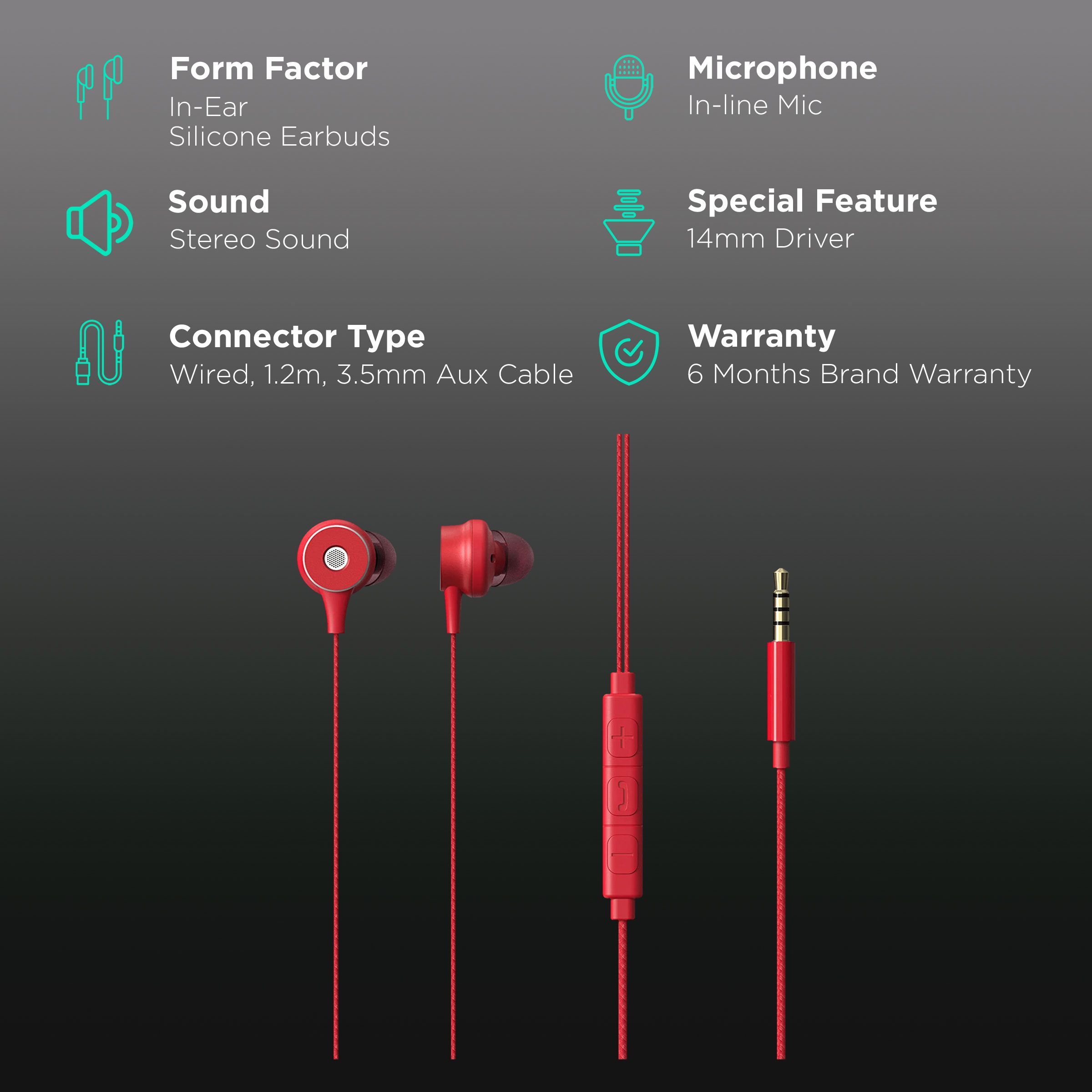 ZEBRONICS Buds 20 Wired Earphone with Mic (In Ear, Red) ZEBRONICS Buds 20 Wired Earphone with Mic (In Ear, Red)_2
