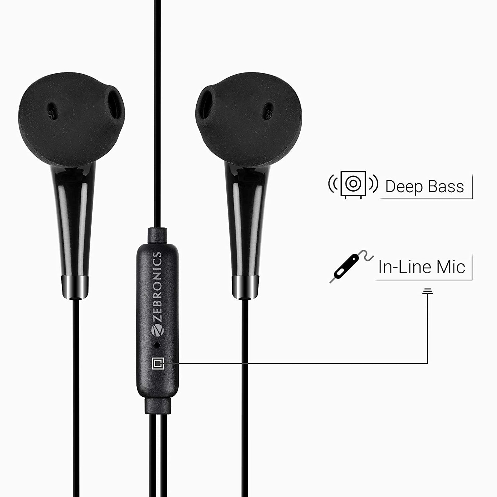 ZEBRONICS Calyx Wired Earphone with Mic (In Ear, Black)_6