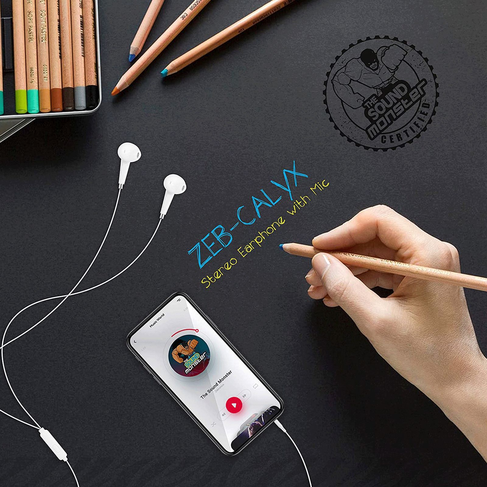 ZEBRONICS Calyx Wired Earphone with Mic (In Ear, White) ZEBRONICS Calyx Wired Earphone with Mic (In Ear, White)_5