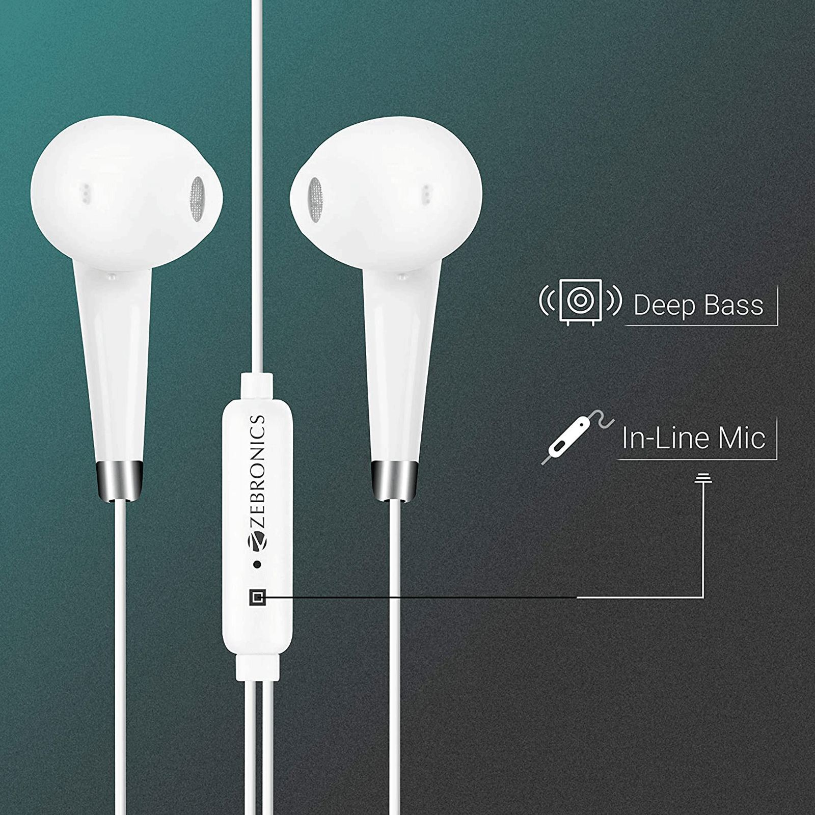 ZEBRONICS Calyx Wired Earphone with Mic (In Ear, White) ZEBRONICS Calyx Wired Earphone with Mic (In Ear, White)_6