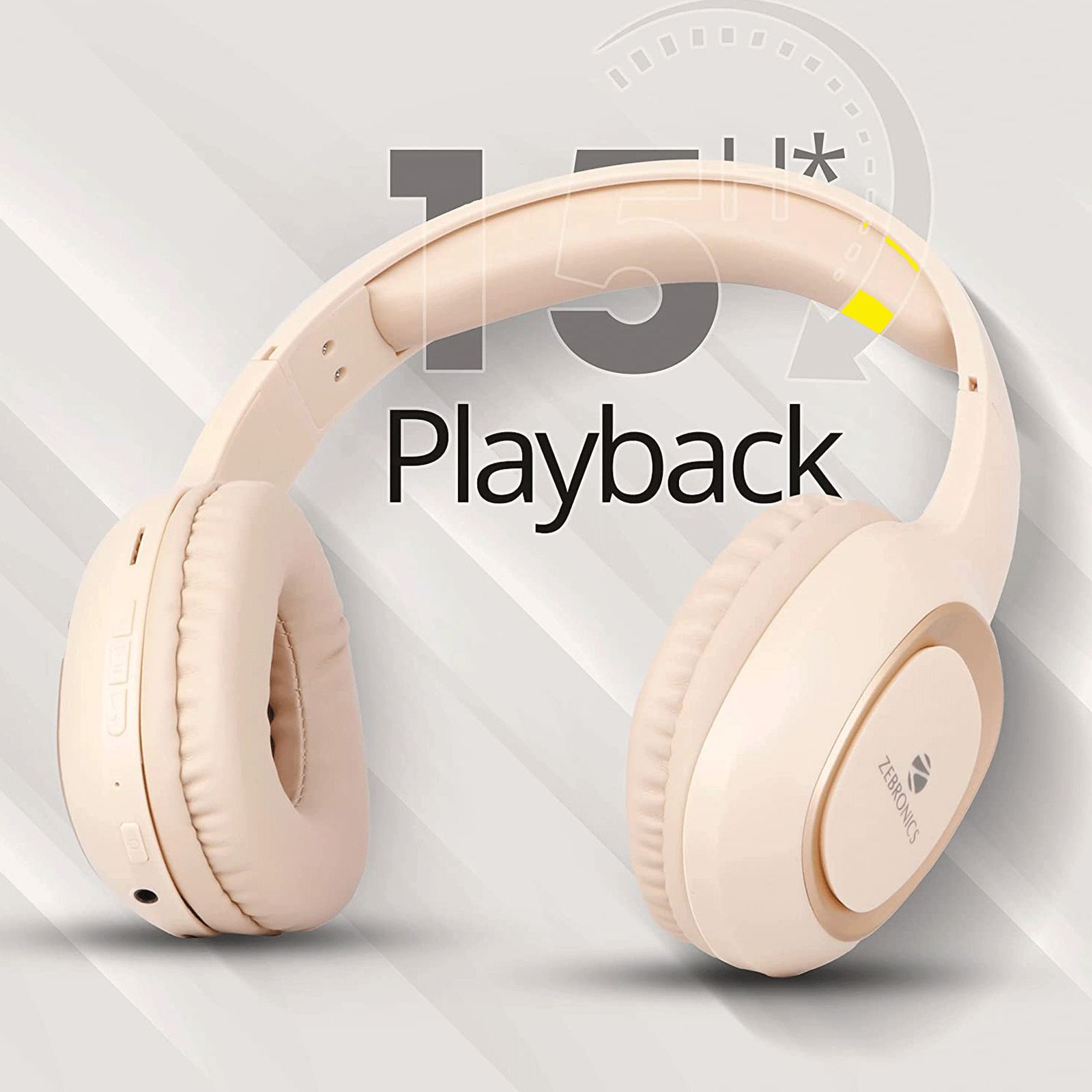 ZEBRONICS Paradise Bluetooth Headphone with Mic (15 Hours Playback, Over Ear, Beige) ZEBRONICS Paradise Bluetooth Headphone with Mic (15 Hours Playback, Over Ear, Beige)_6