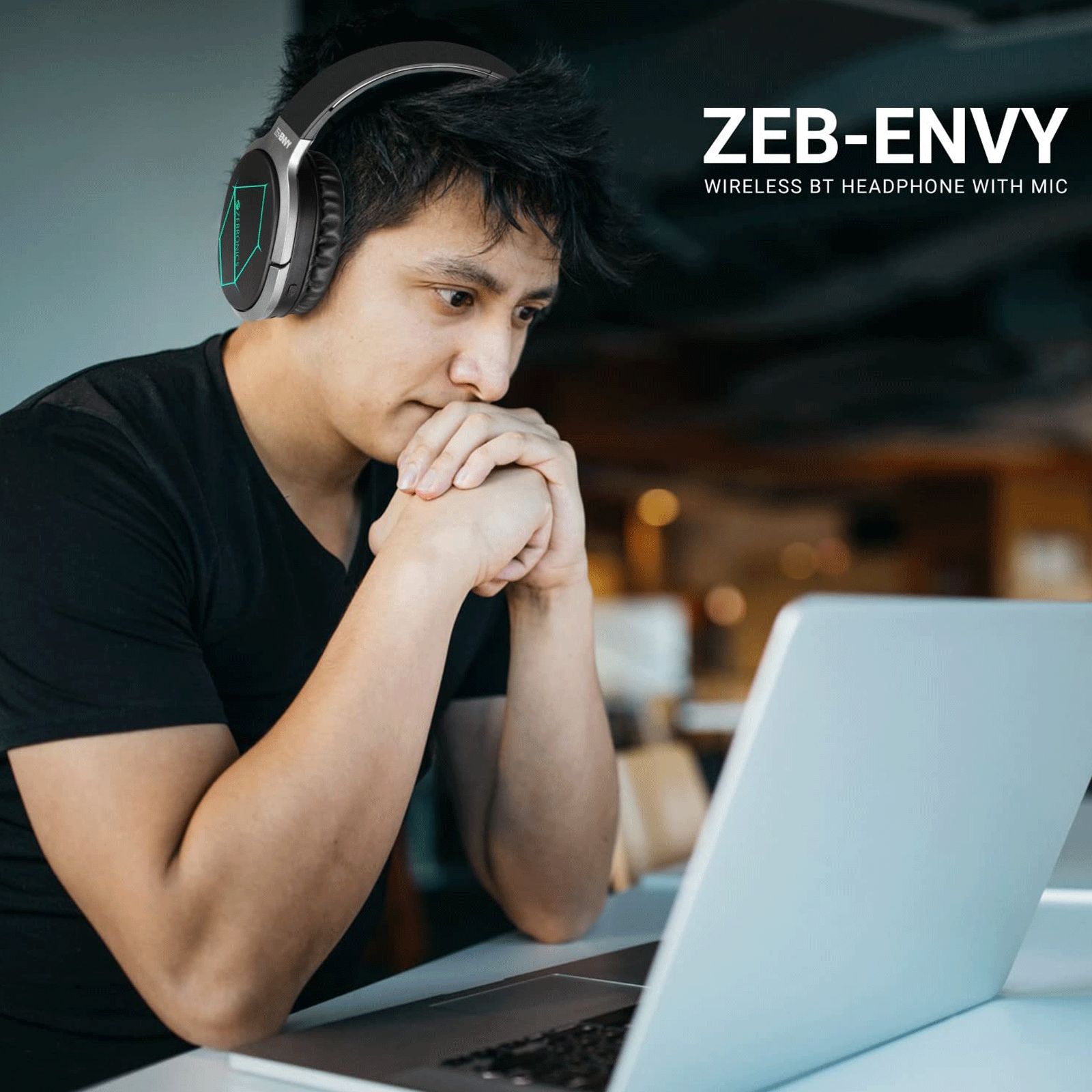 ZEBRONICS Envy Bluetooth Headphone with Mic (33 Hours Playtime, Over Ear, Black)_5