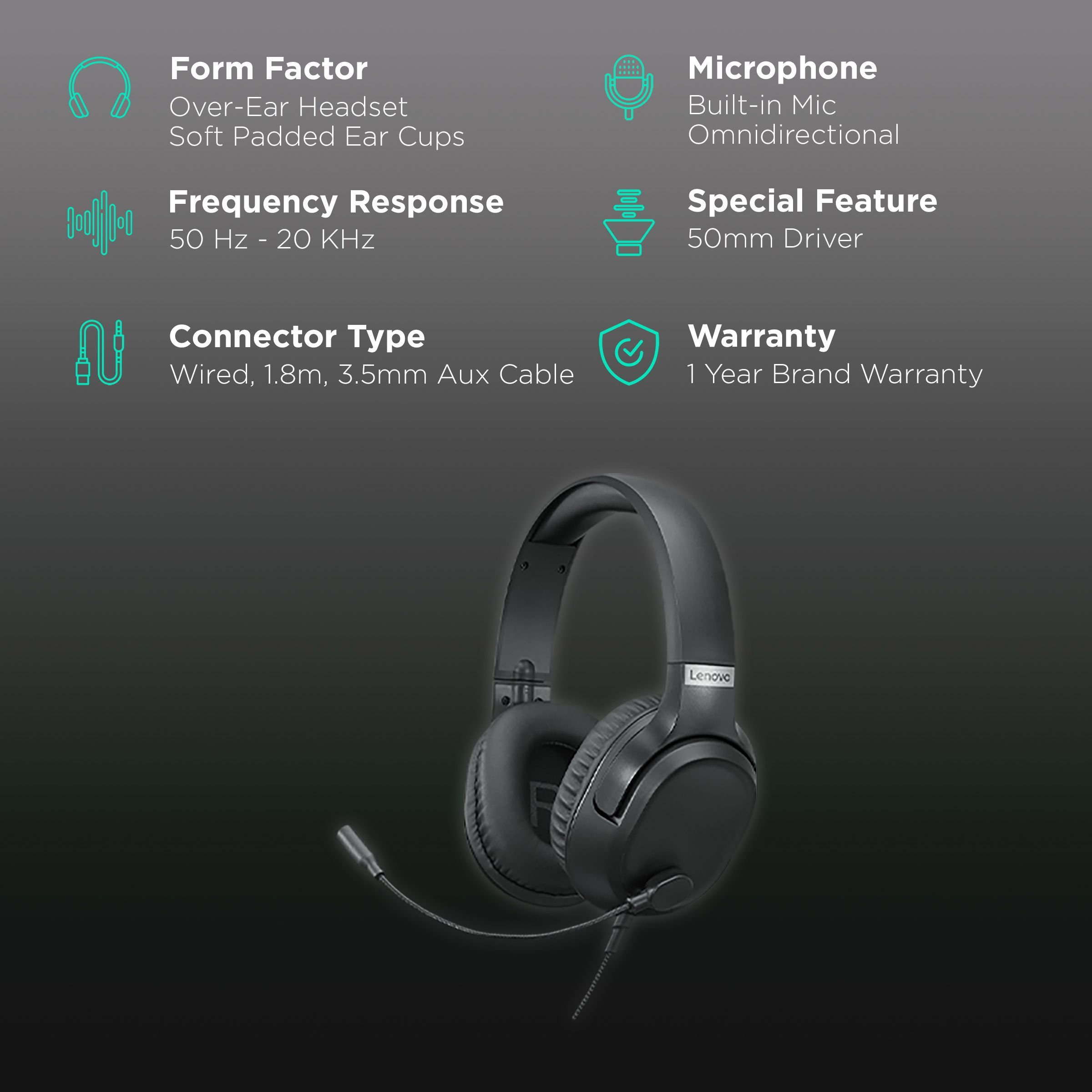 Lenovo IdeaPad H100 GXD1C67963 Wired Gaming Headset with Noise Cancellation (Inbuilt Volume Control Wheel, Over Ear, Black) Lenovo IdeaPad H100 GXD1C67963 Wired Gaming Headset with Noise Cancellation (Inbuilt Volume Control Wheel, Over Ear, Black)_2