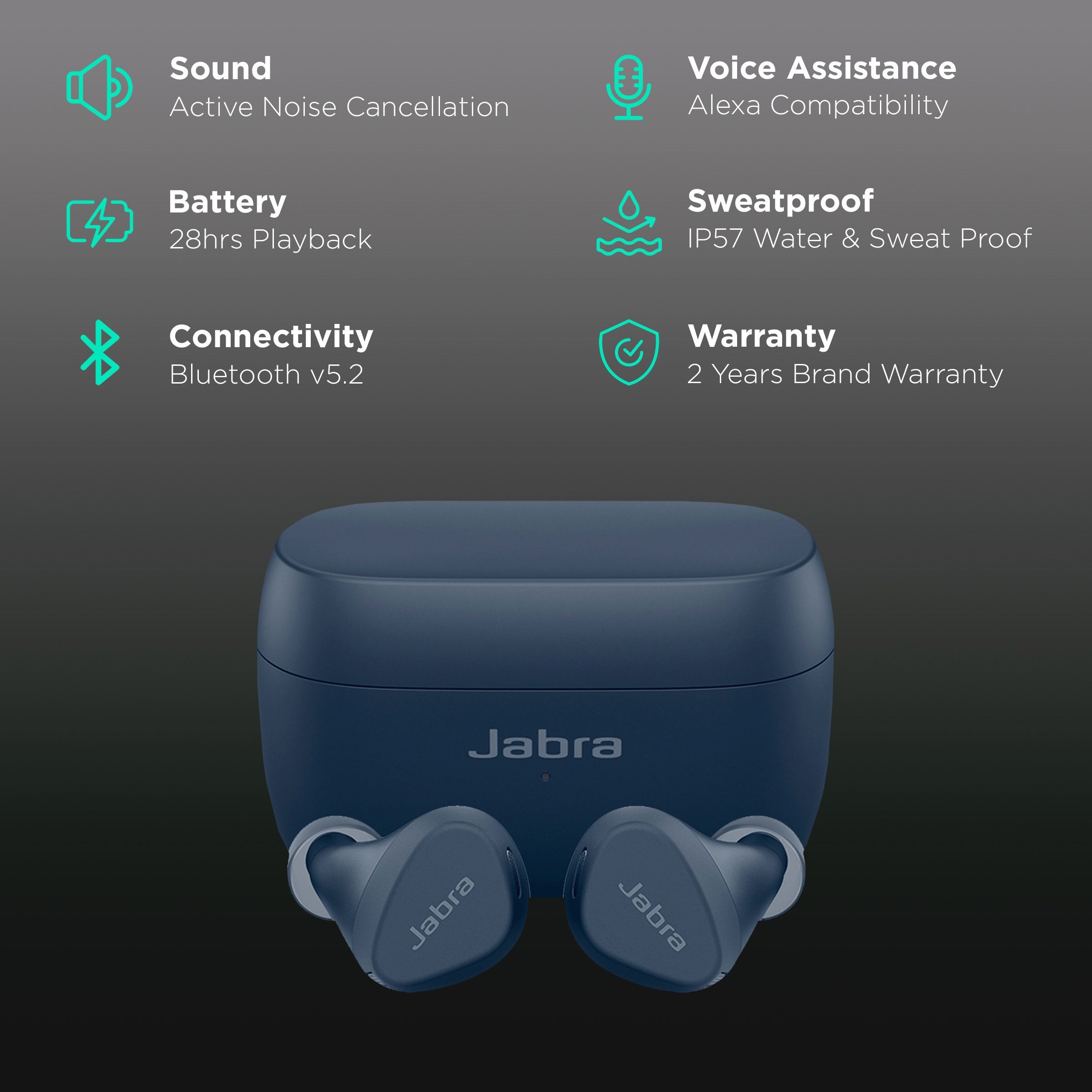 Jabra Elite 4 Active TWS Earbuds with Active Noise Cancellation (IP57 Water & Sweatproof, 28 Hours Playback, Navy Blue)_2
