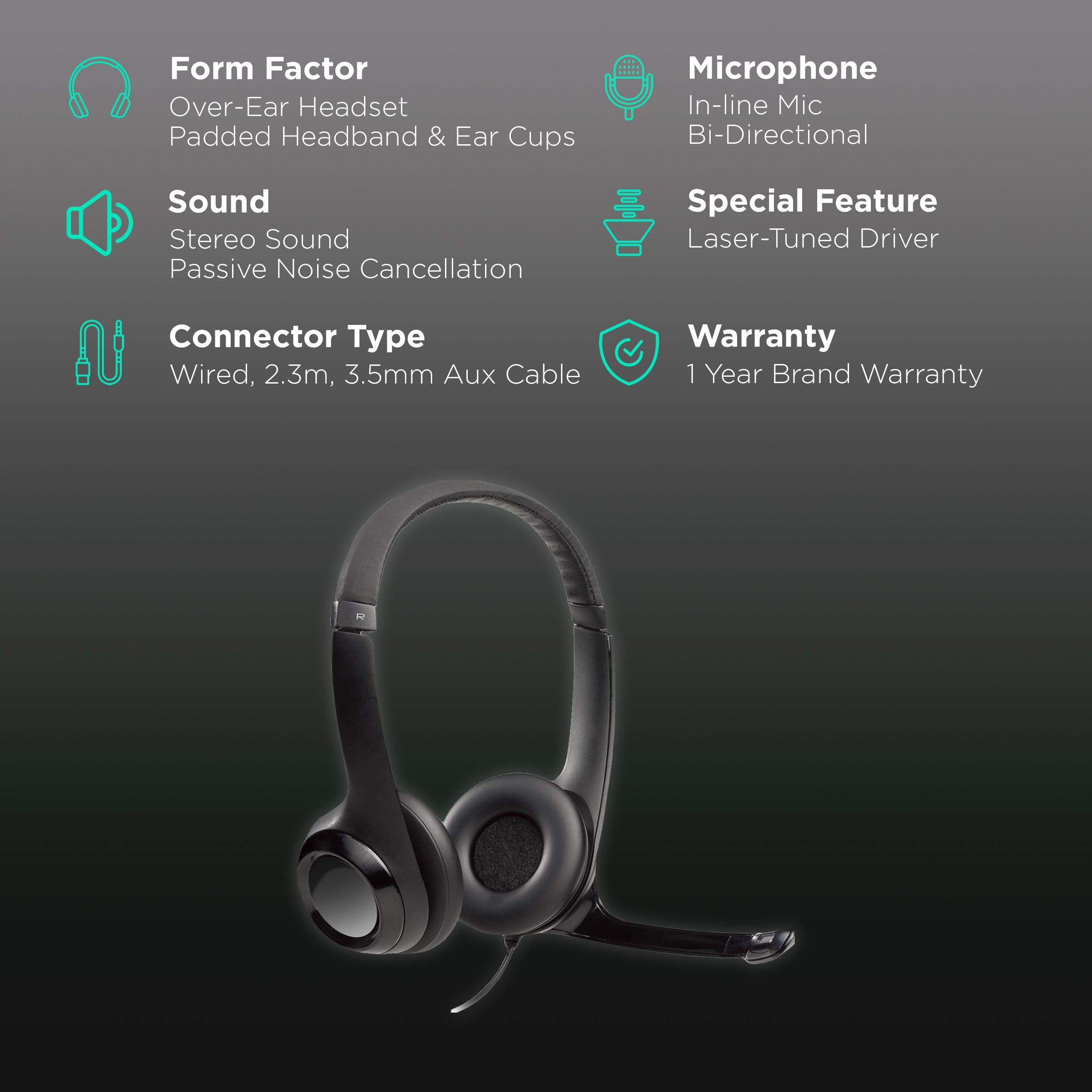 logitech H390 981-000485 Wired Headphone with Mic (Over Ear, Black) logitech H390 981-000485 Wired Headphone with Mic (Over Ear, Black)_2