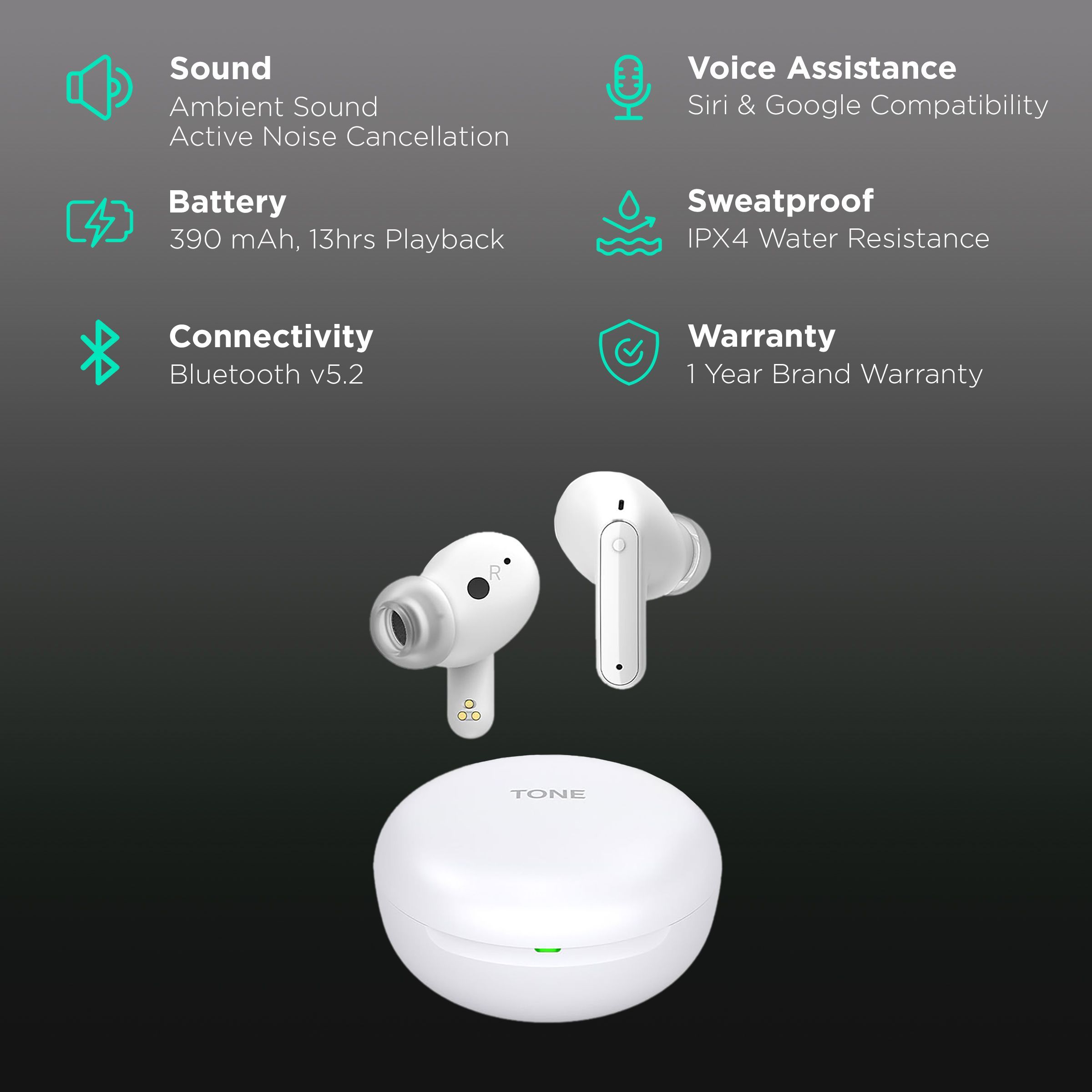LG Tone Free TONE-FP5W.CINDLLK TWS Earbuds with Active Noise Cancellation (IPX4 Sweat & Water Resistant, 22 Hours Playback, Pearl White) LG Tone Free TONE-FP5W.CINDLLK TWS Earbuds with Active Noise Cancellation (IPX4 Sweat & Water Resistant, 22 Hours Playback, Pearl White)_2