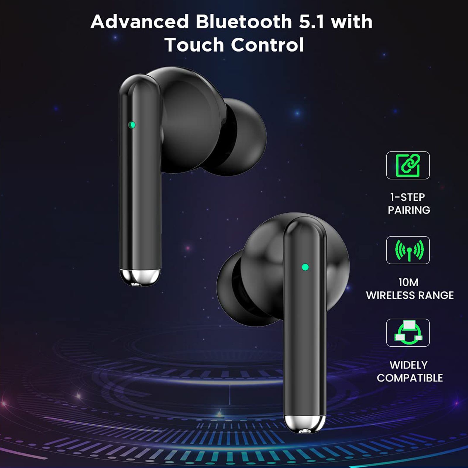 pTron Bassbuds Pixel 140318100 TWS Earbuds with Passive Noise Cancellation (IPX4 Sweat & Water Resistant, 20 Hours Playback, Black)_6
