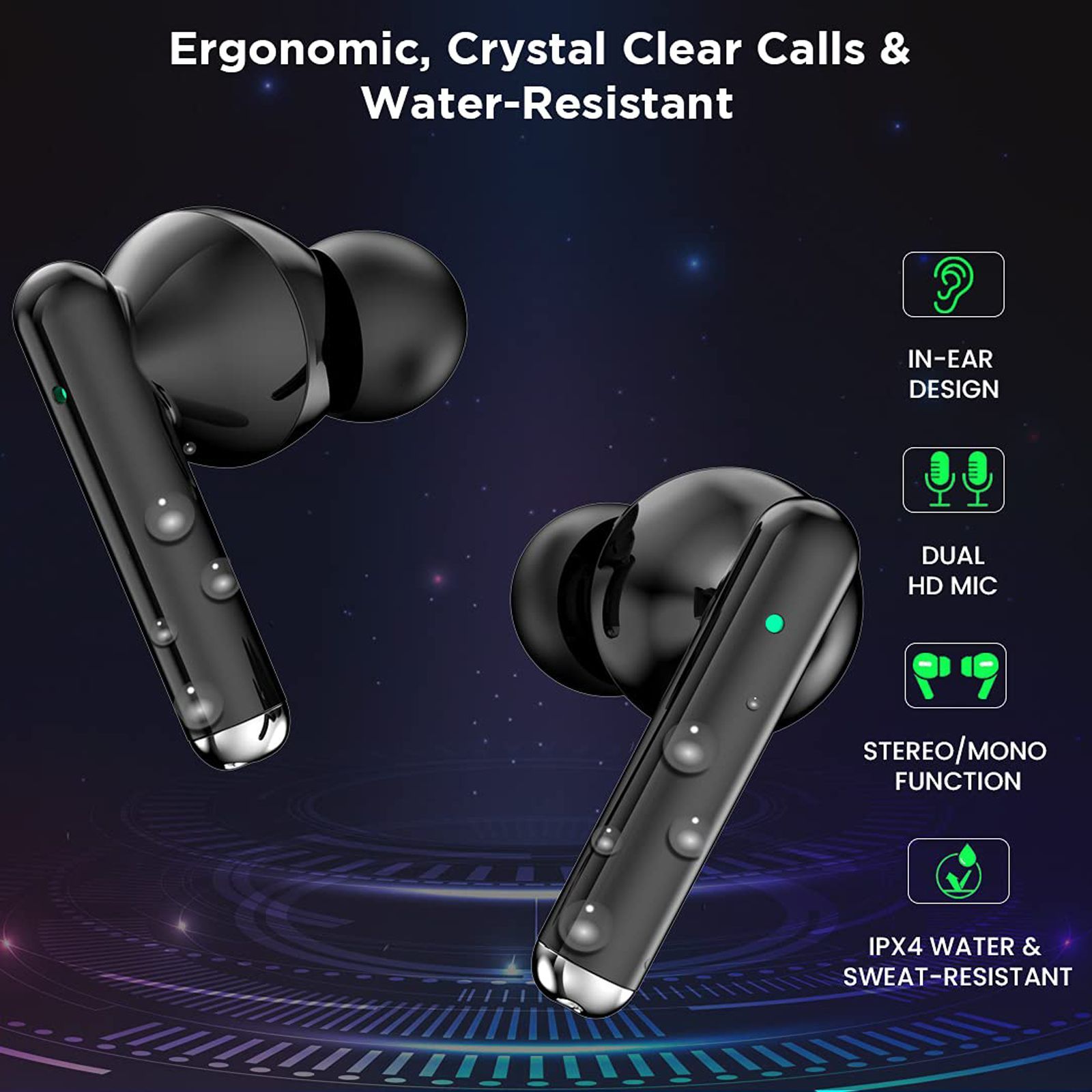 pTron Bassbuds Pixel 140318100 TWS Earbuds with Passive Noise Cancellation (IPX4 Sweat & Water Resistant, 20 Hours Playback, Black)_4