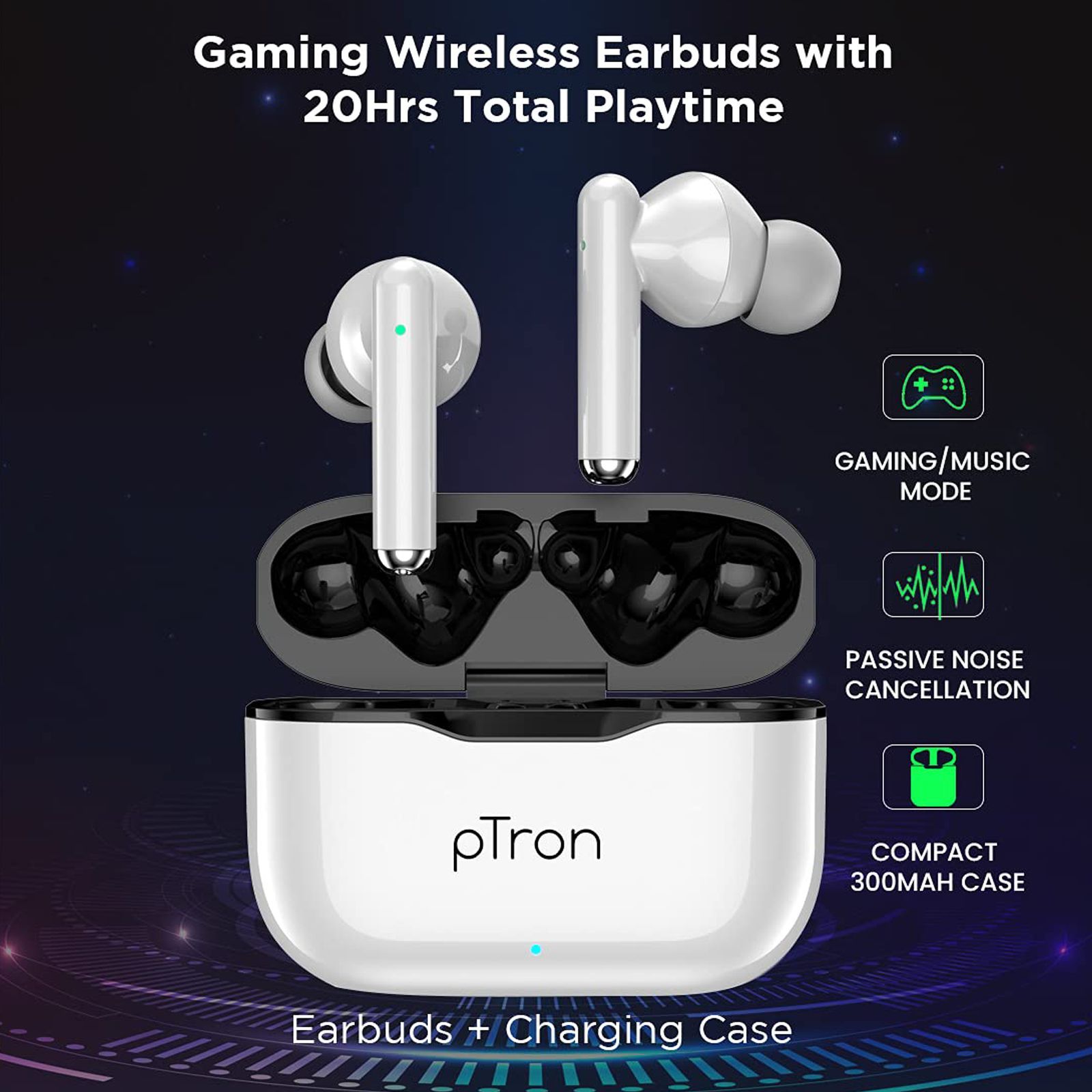 pTron Bassbuds Pixel 140318101 TWS Earbuds with Passive Noise Cancellation (IPX4 Sweat & Water Resistant, 20 Hours Playback, White) pTron Bassbuds Pixel 140318101 TWS Earbuds with Passive Noise Cancellation (IPX4 Sweat & Water Resistant, 20 Hours Playback, White)_8