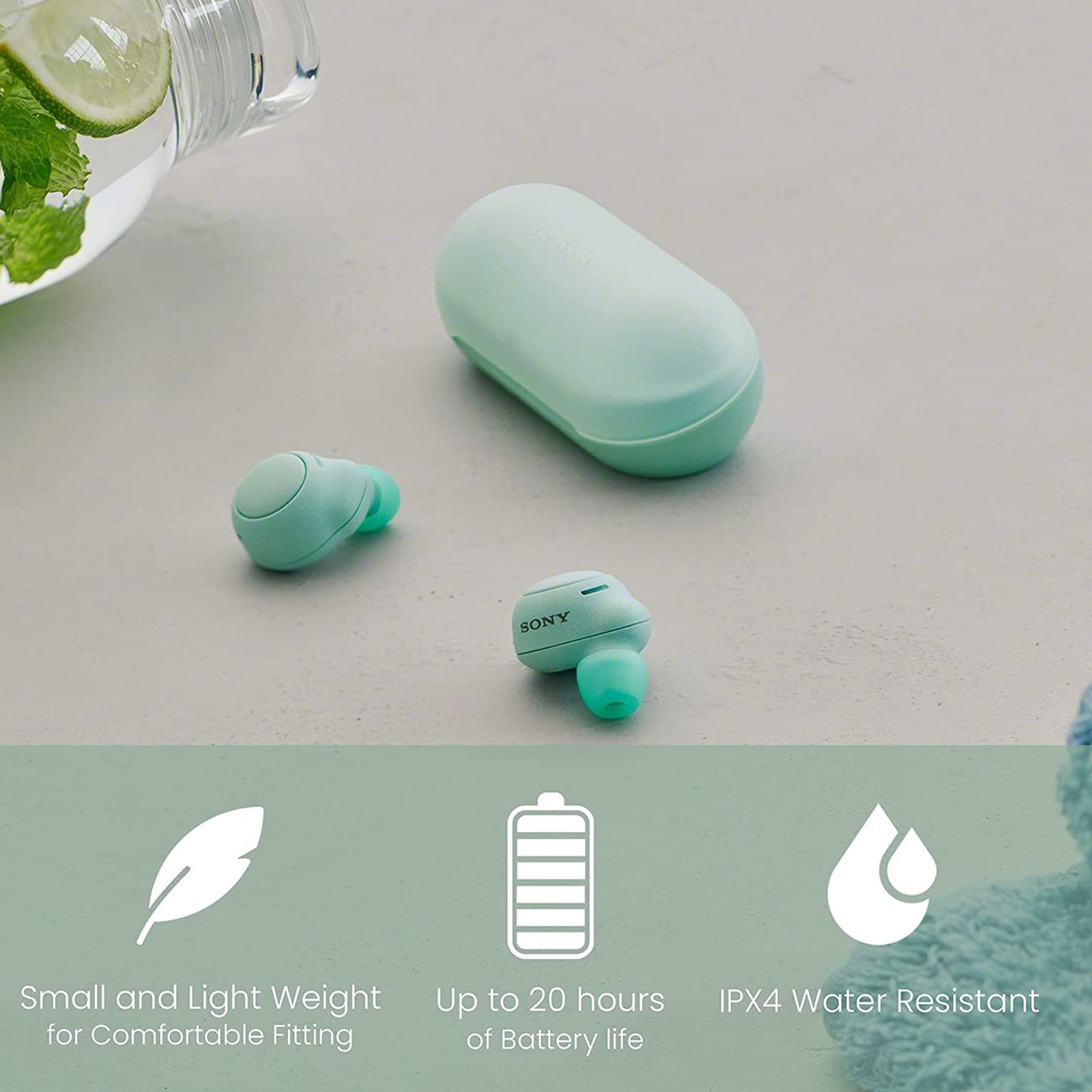 SONY WF-C500 TWS Earbuds (IPX4 Splashes, Sweat & Water Resistant, 20 Hours Playback, Green)_8