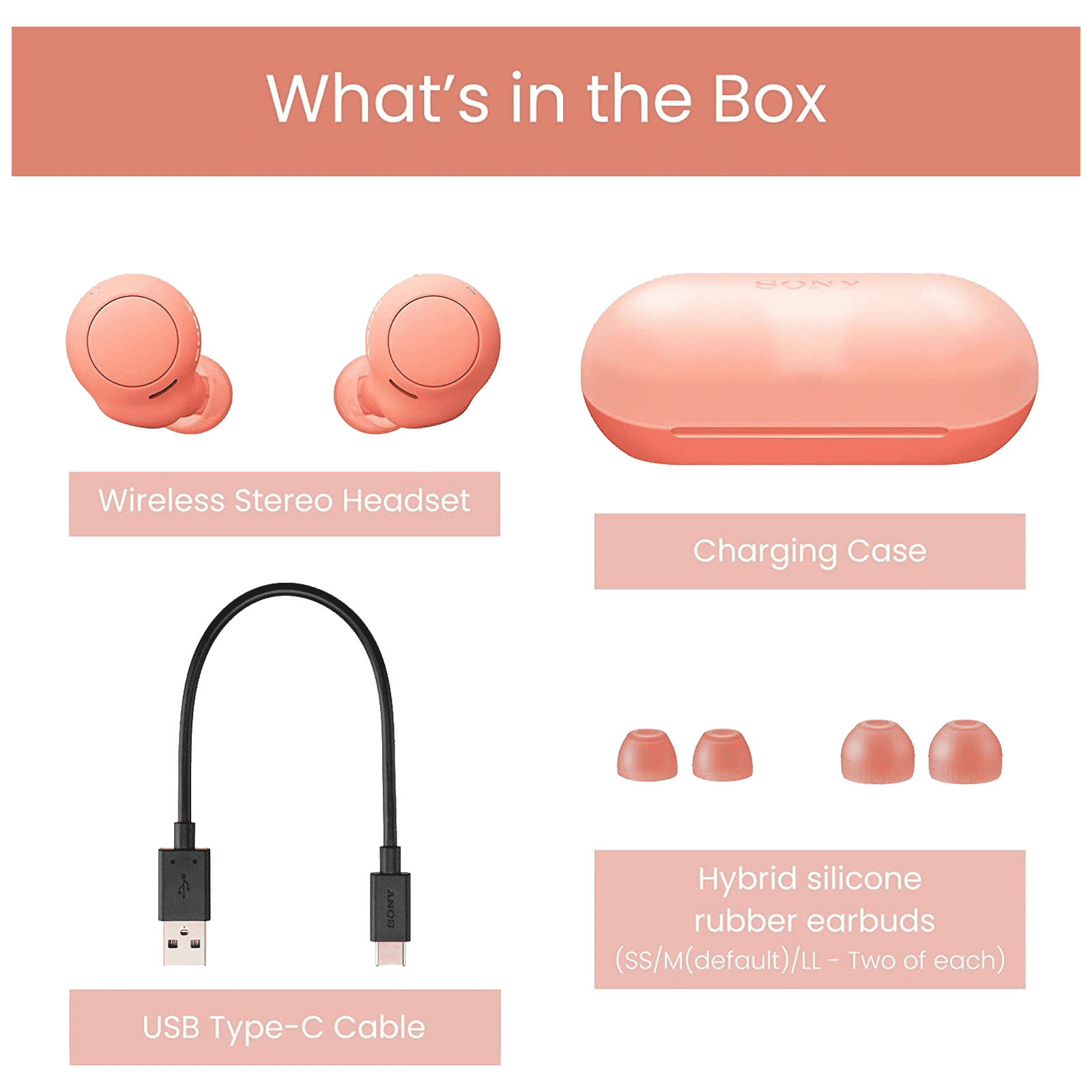 SONY WF-C500 92483284 TWS Earbuds (IPX4 Splashes, Sweat & Water Resistant, 20 Hours Playback, Orange)_4