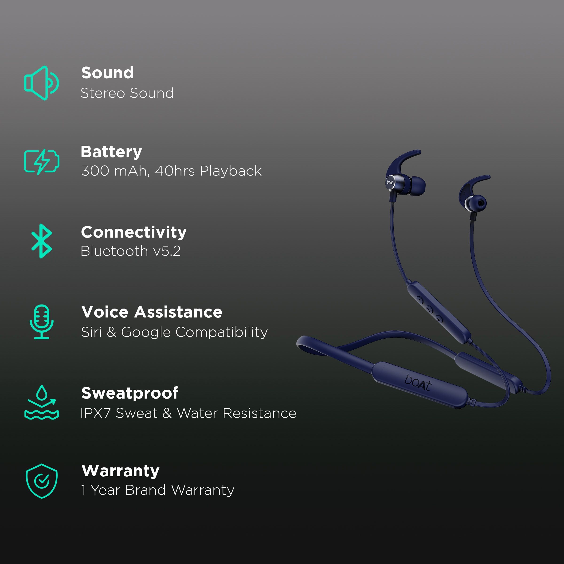 boAt Rockerz 258 Pro+ Wireless Neckband (IPX7 Water And Sweat Resistant, Voice Assistant Supported, Navy Blue)_2