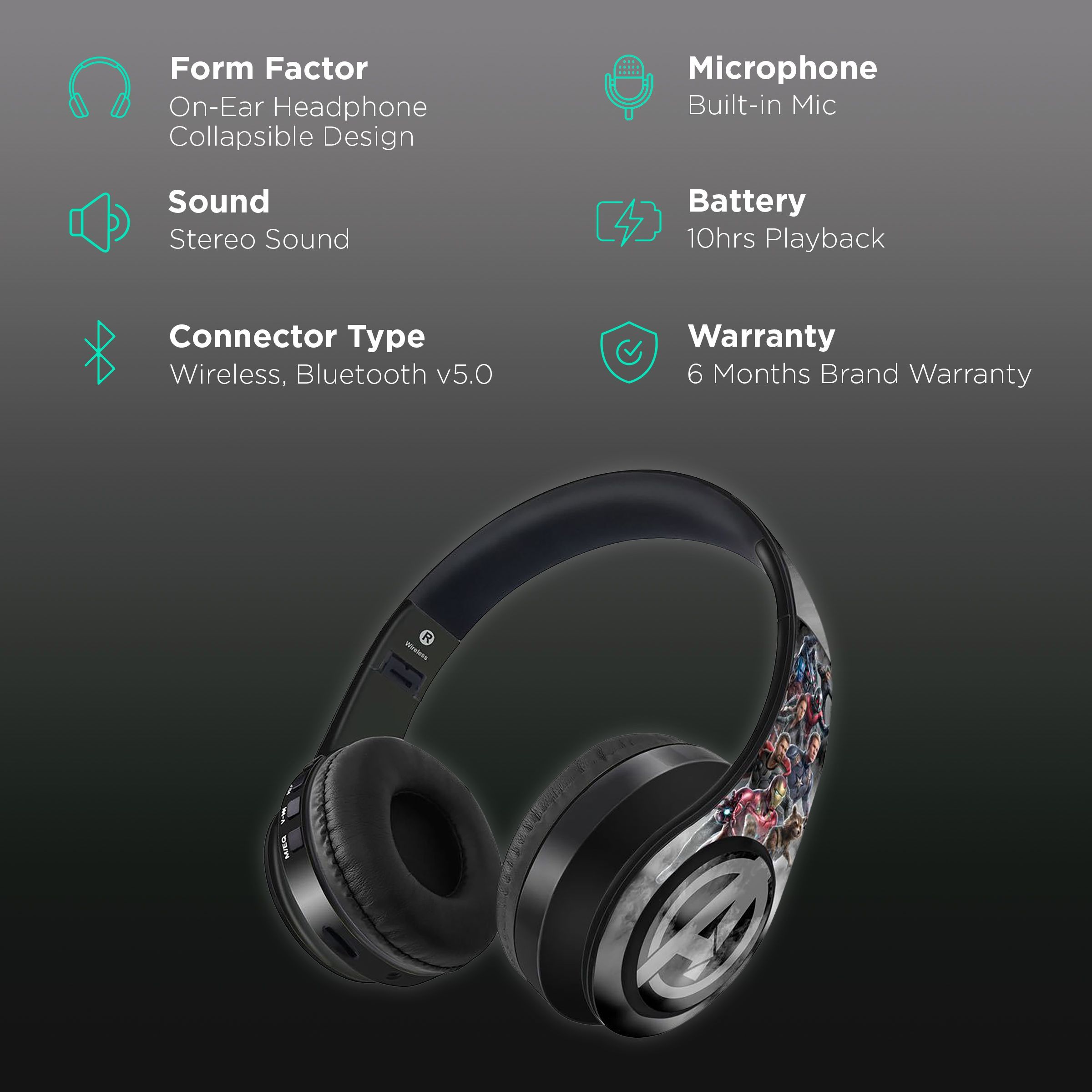 macmerise Endgame Greyhound - Decibel SODCIBLMM4478 Bluetooth Headphone with Mic (Passive Noise Cancellation, On Ear, Multicolor)_2