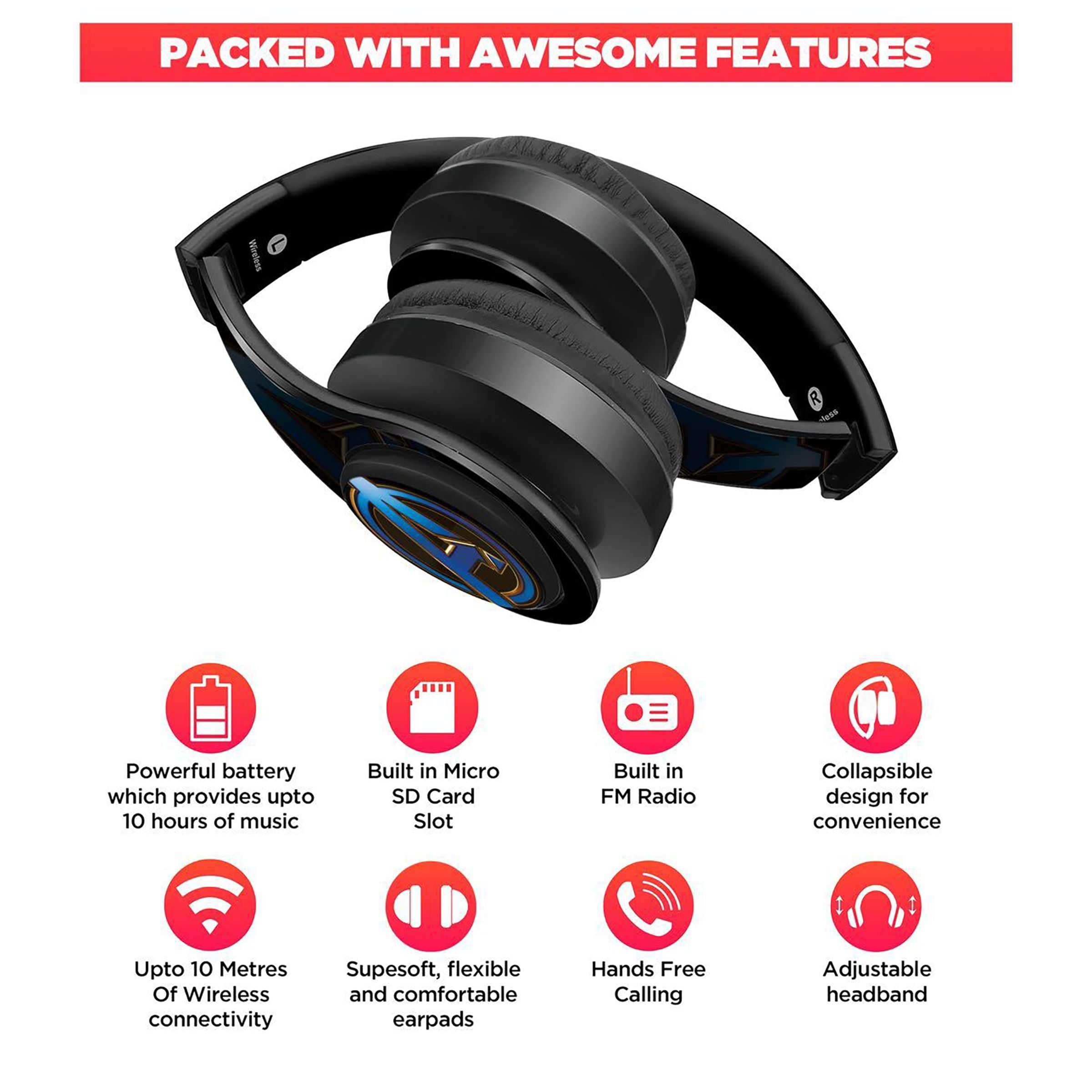 macmerise Endgame Logo Decibel SODCIBLMM4482 Bluetooth Headphone with Mic (Built In FM Radio, On Ear, Multicolor)_3