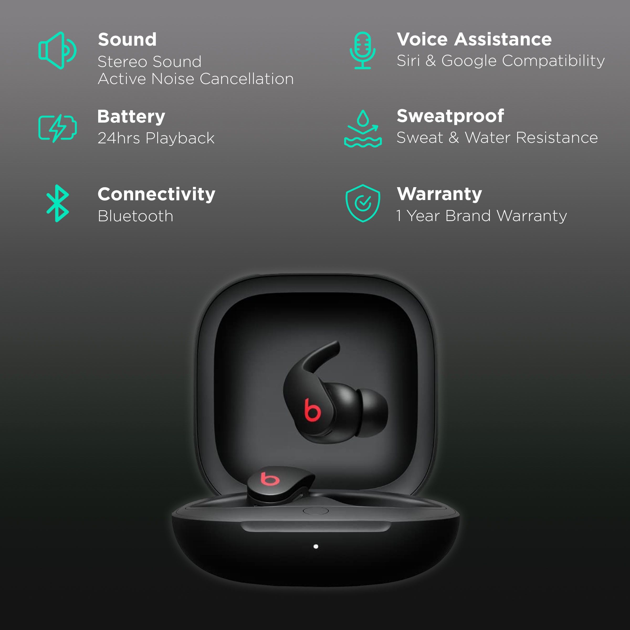 beats Fit Pro MK2F3ZM/A TWS Earbuds with Active Noise Cancellation (Sweat & Water Resistant, 24 Hours Playtime, Beats Black)_2