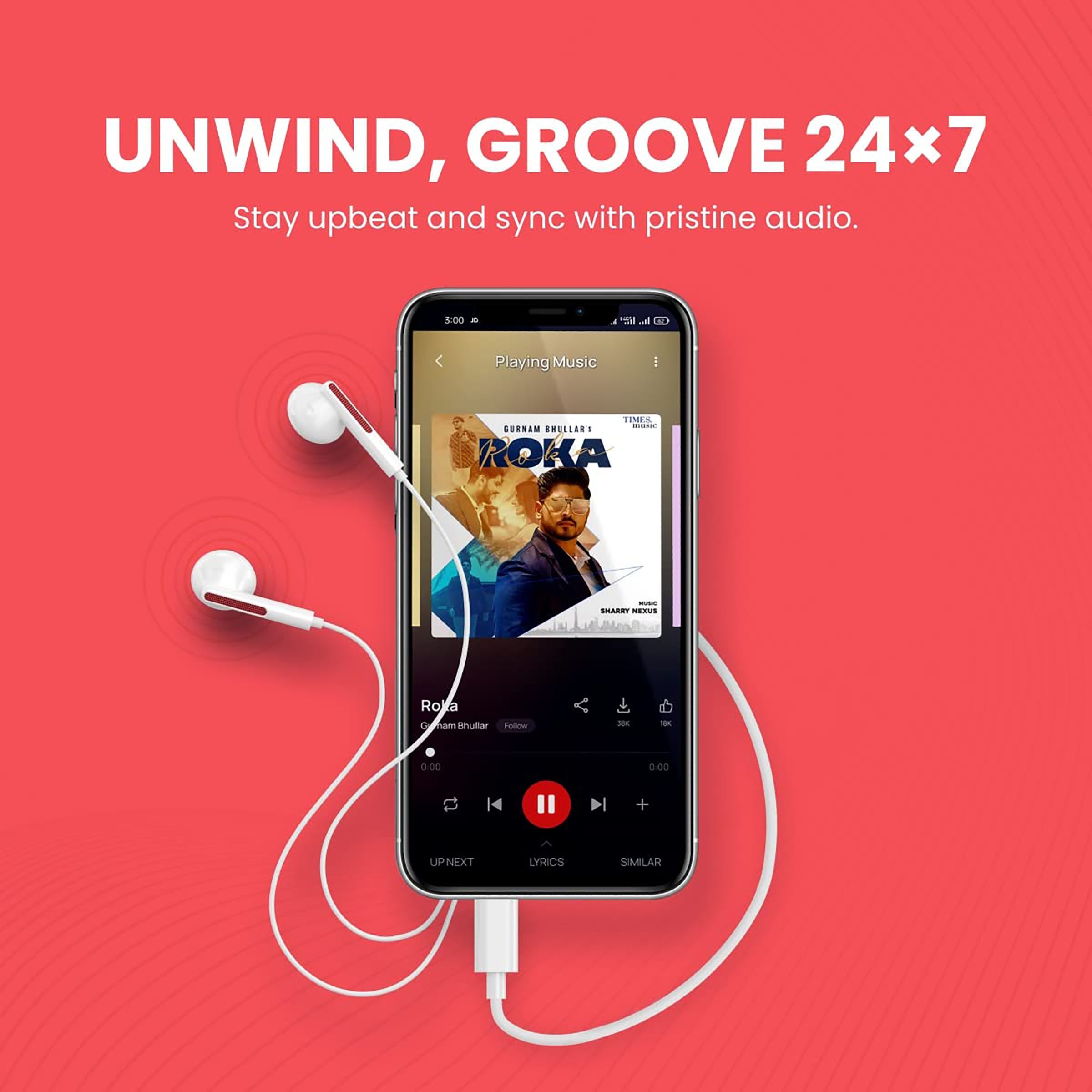 PORTRONICS Conch 120 POR 1551 Wired Earphone with Mic (In Ear, Red)_4