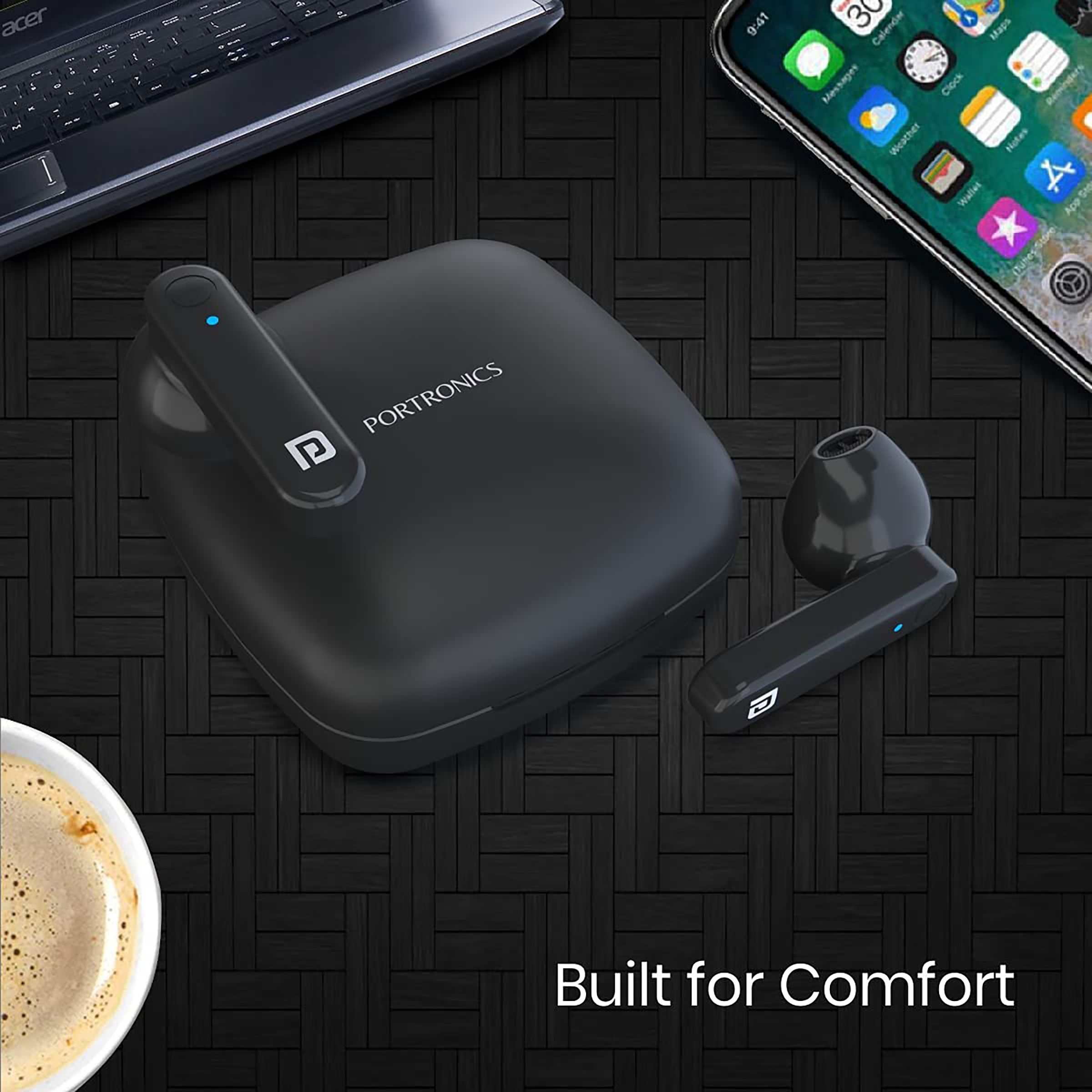 PORTRONICS Harmonics Twins S2 POR 1322 TWS Earbuds (Sweatproof & Water Resistant, 20 Hours Playback, Black)_7