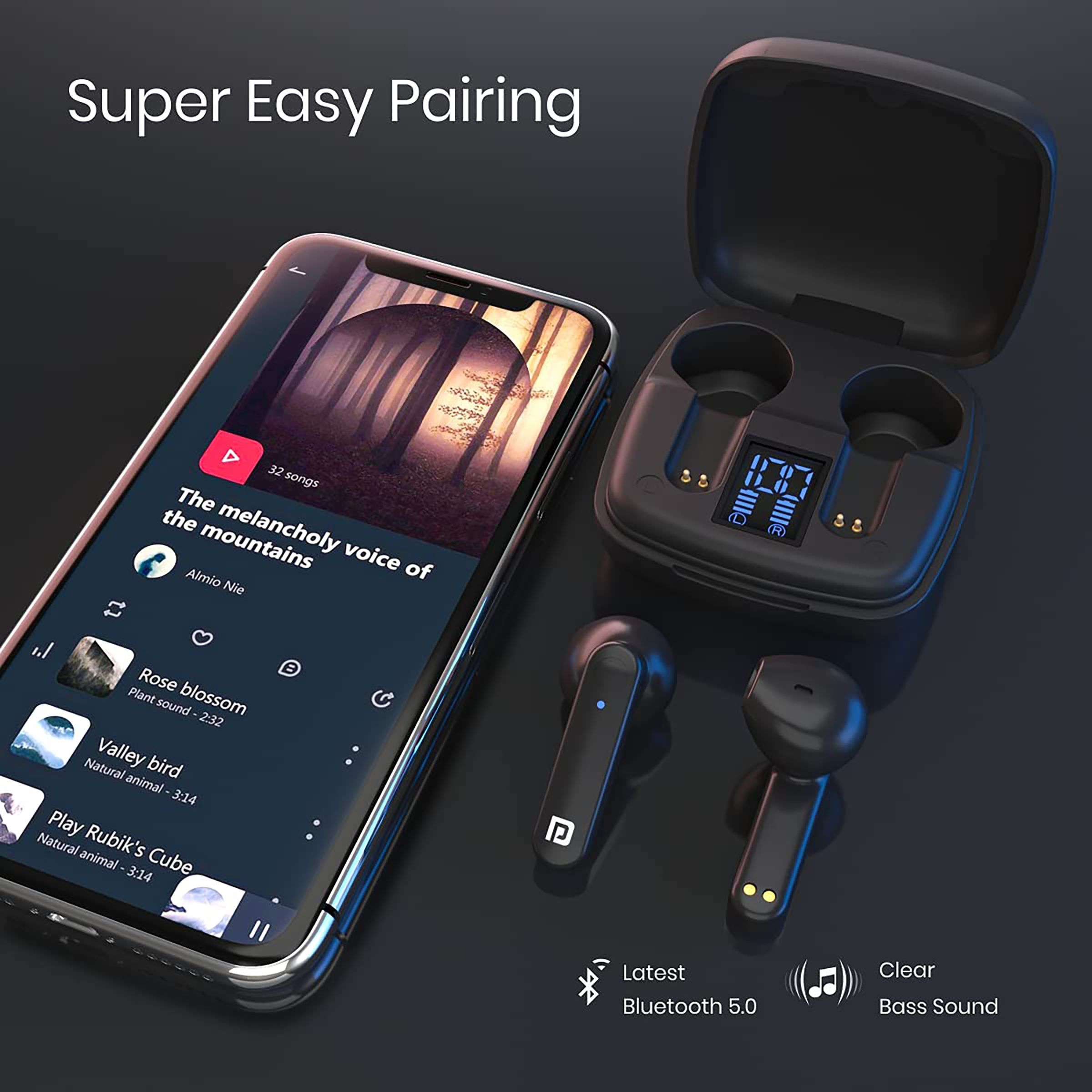 PORTRONICS Harmonics Twins S2 POR 1322 TWS Earbuds (Sweatproof & Water Resistant, 20 Hours Playback, Black)_8