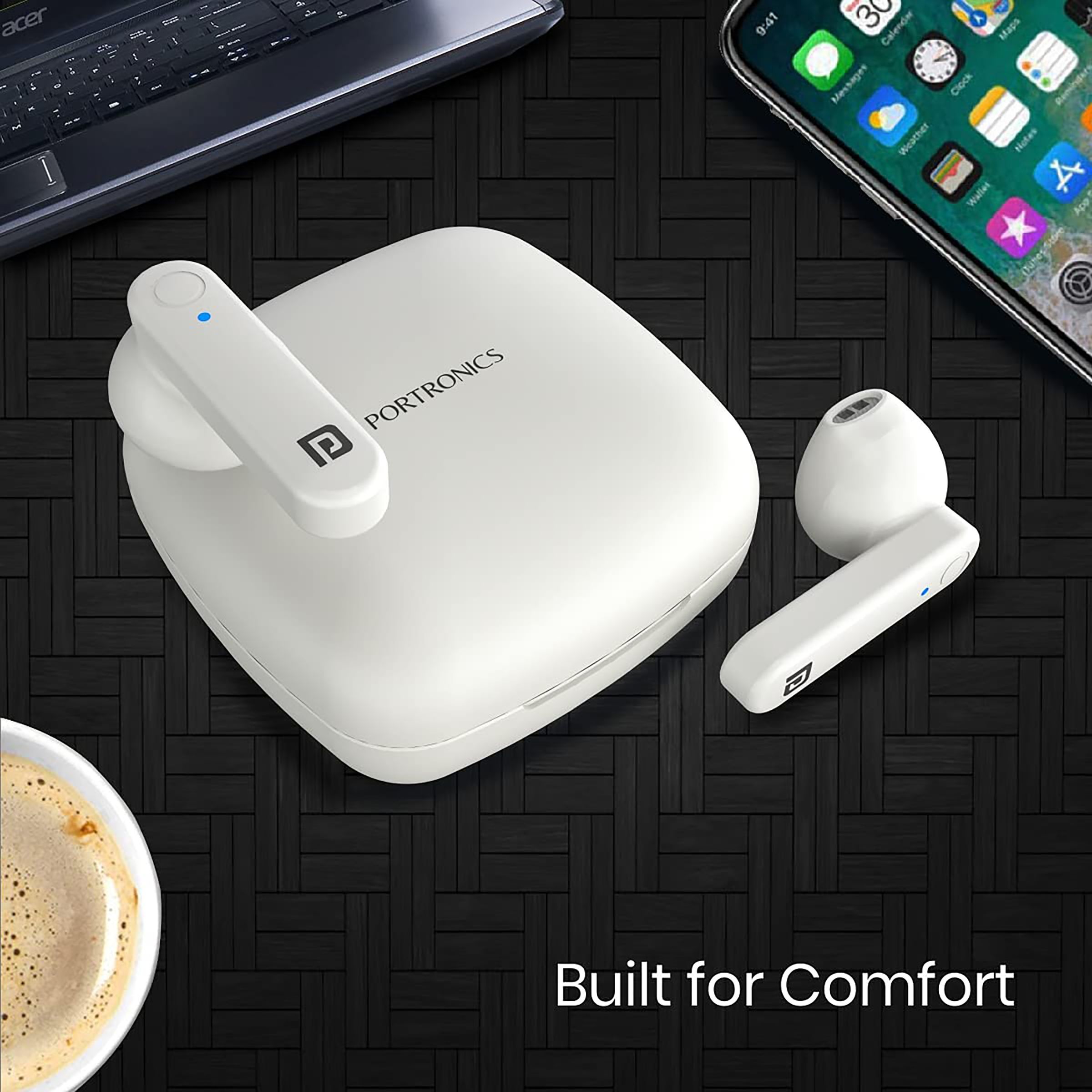 PORTRONICS Harmonics Twins S2 POR 1323 TWS Earbuds (20 Hours Playback, White) PORTRONICS Harmonics Twins S2 POR 1323 TWS Earbuds (20 Hours Playback, White)_8