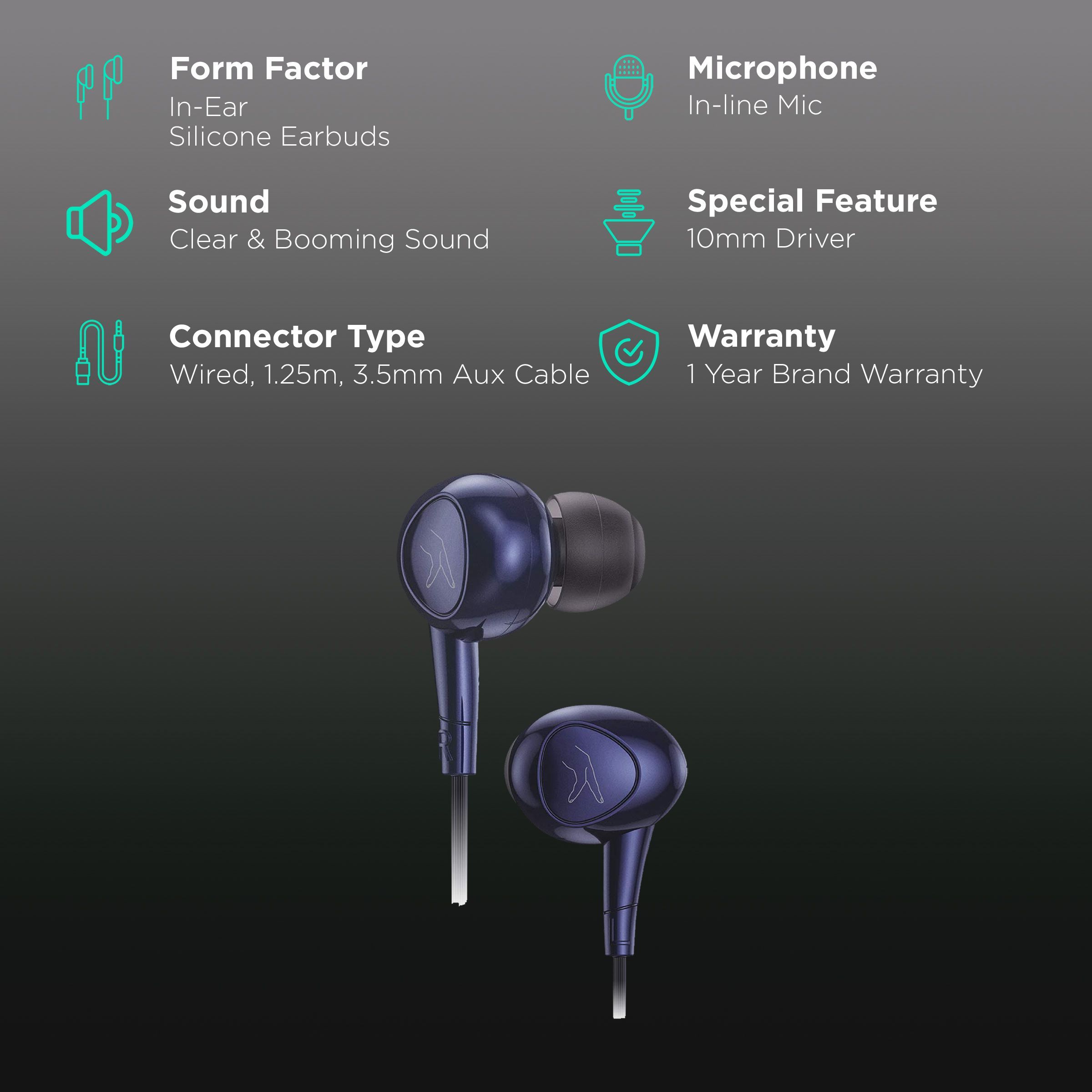 fingers UpTune Wired Earphone with Mic (In Ear, Royale Blue)_2