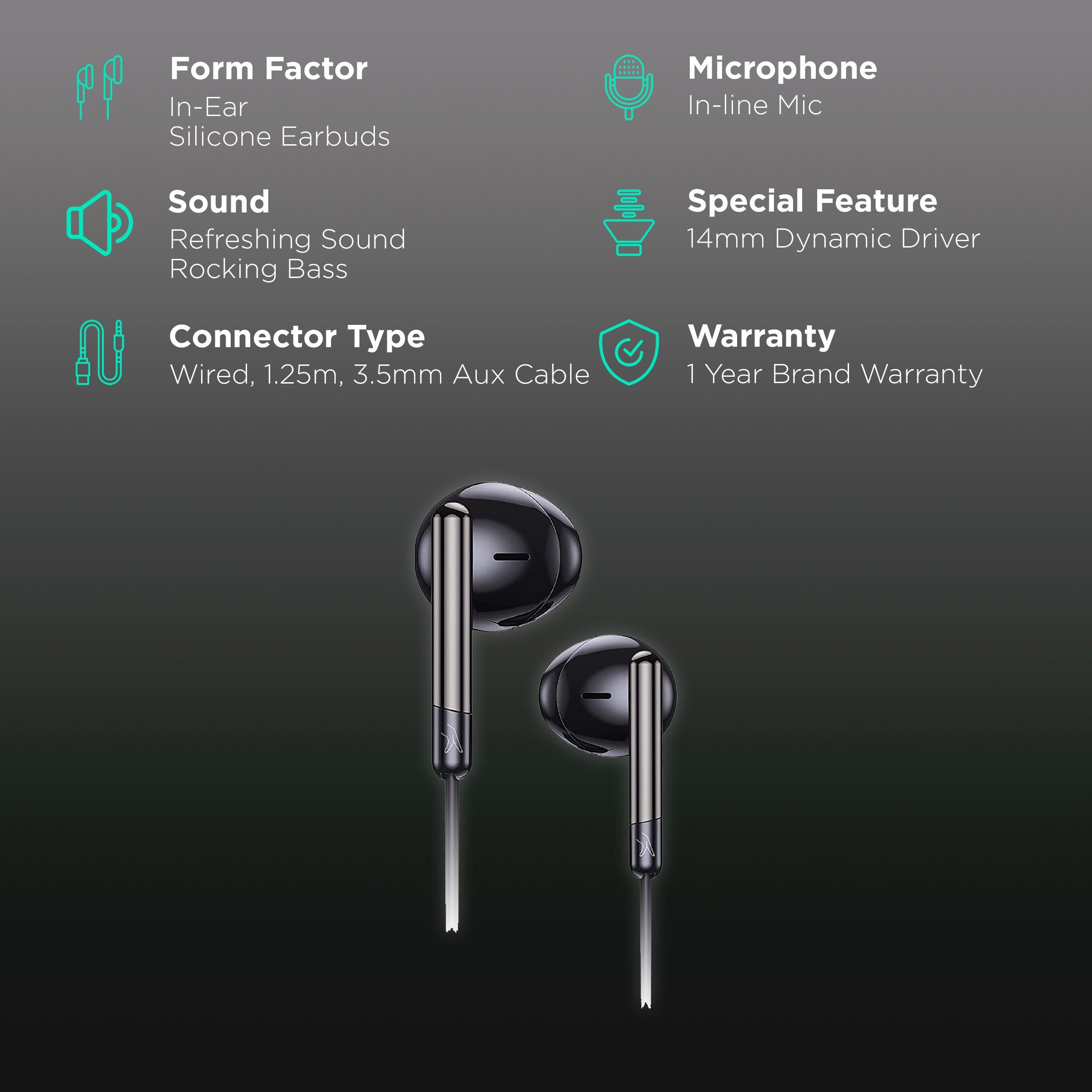 fingers Dr. Cool Wired Earphone with Mic (In Ear, Cool Black)_2