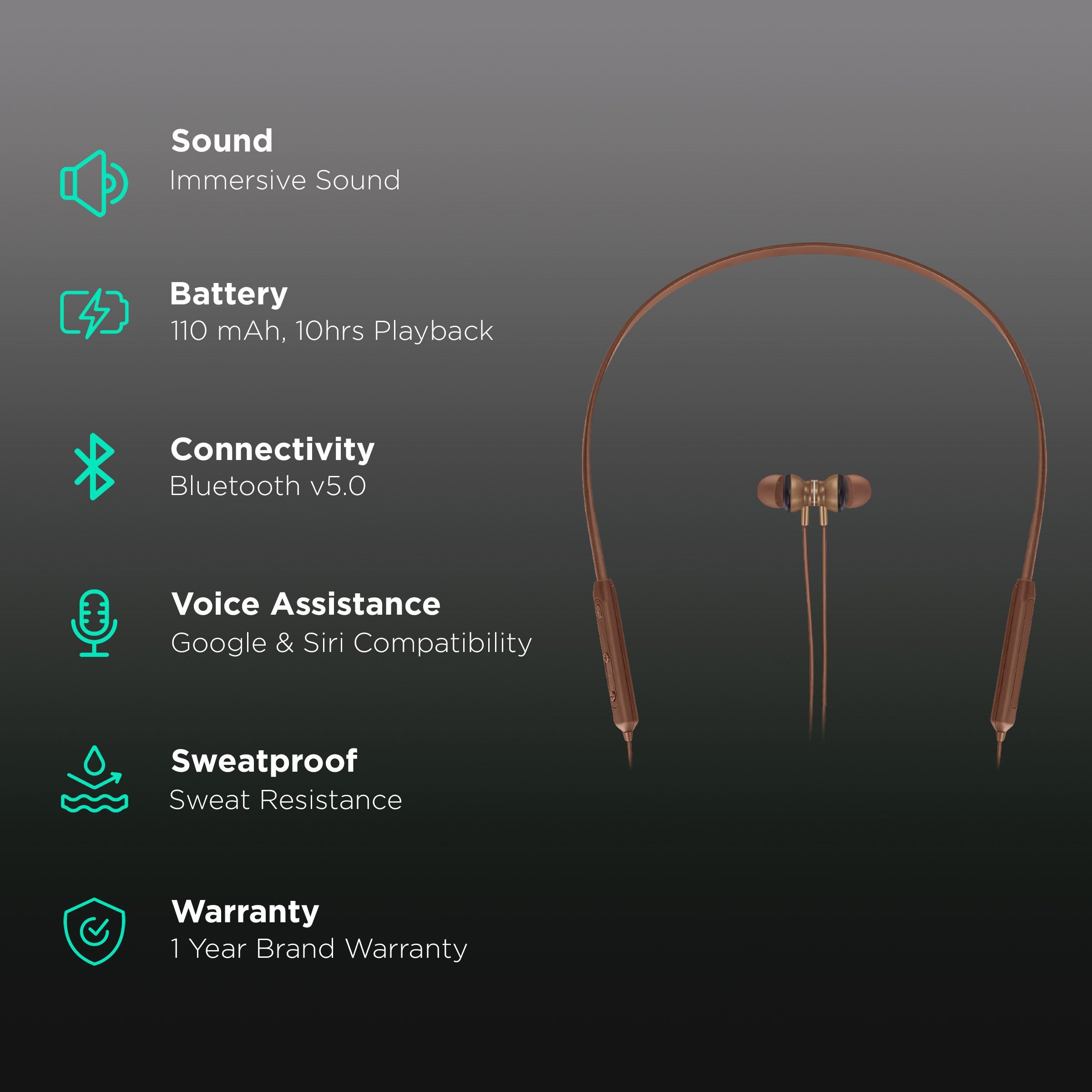 fingers Chic Neckband (Sweat Resistant, 10 Hours Playback, Choco Brown)_2