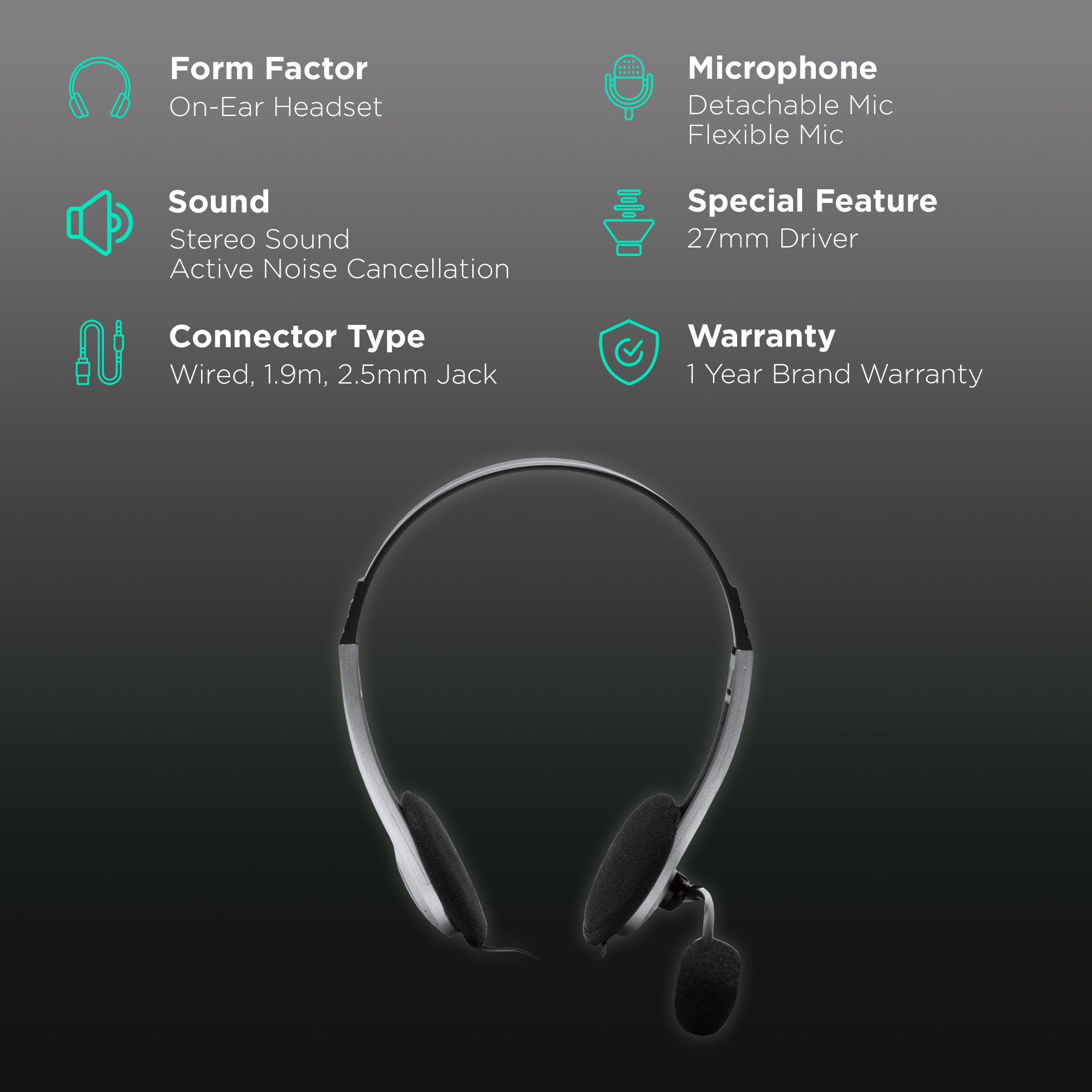 fingers H527 Wired Headphone with Mic (On Ear, Black/Silver)_2