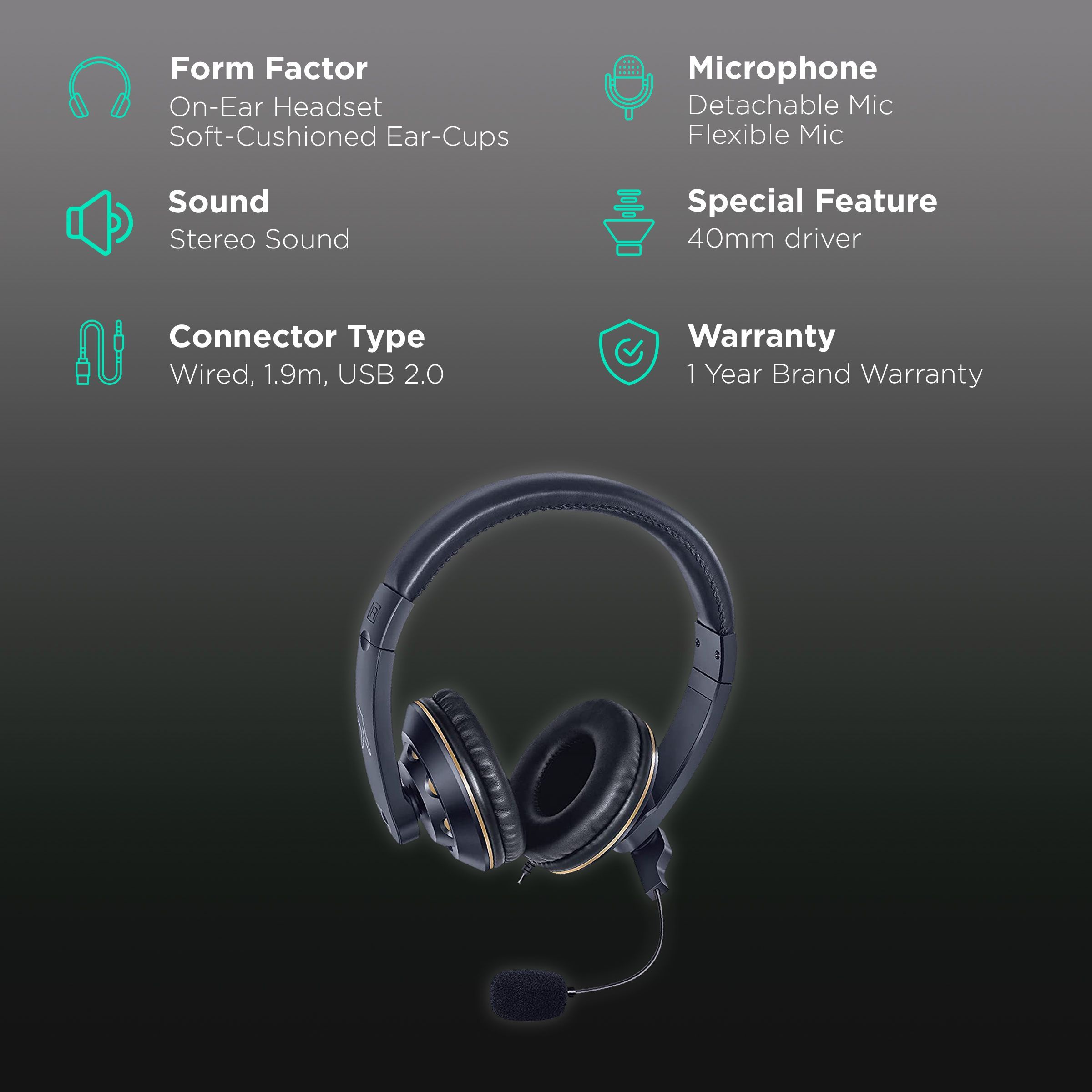 fingers USB-Tonic H9 Wired Gaming Headset (Adjustable Mic, On Ear, Black/Gold)_2