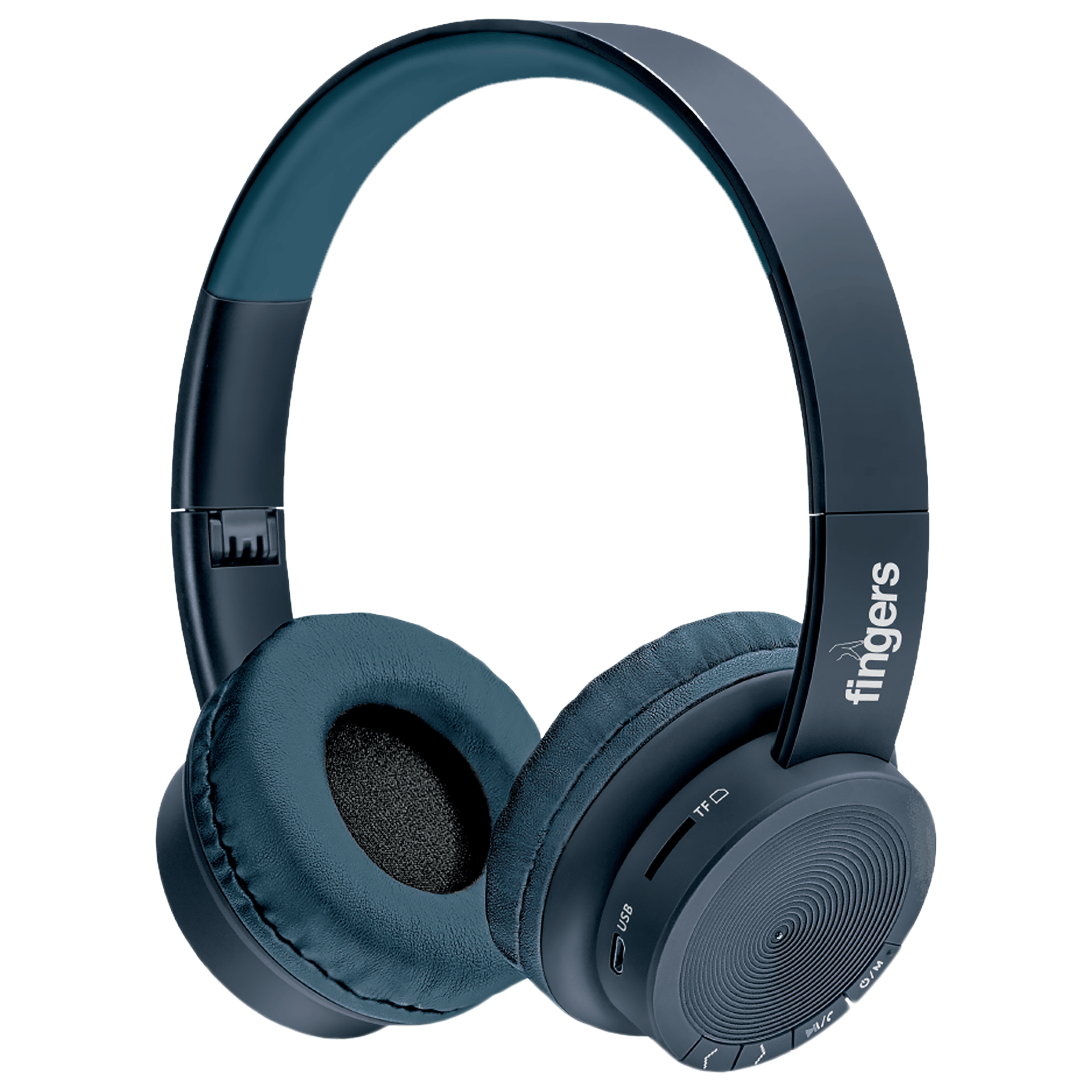 fingers Rock-n-Roll H2 Bluetooth Headphone with Mic (Foldable Design, On Ear, Oxford Blue)_1