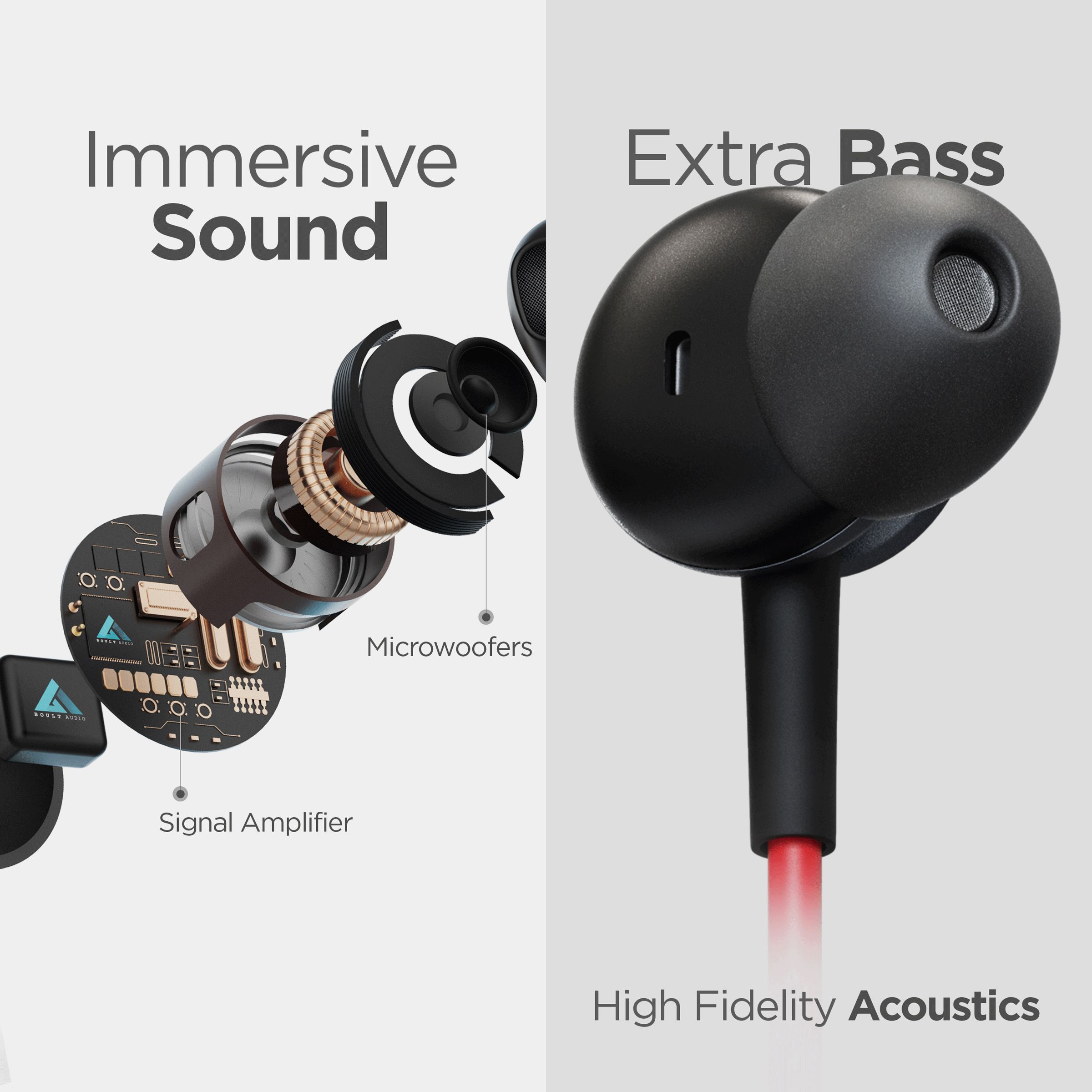 GOBOULT ProBass Curve BA-RD-Curve Neckband with Passive Noise Cancellation (IPX5 Water Resistant, Google & Siri Compatibility, Red)_6