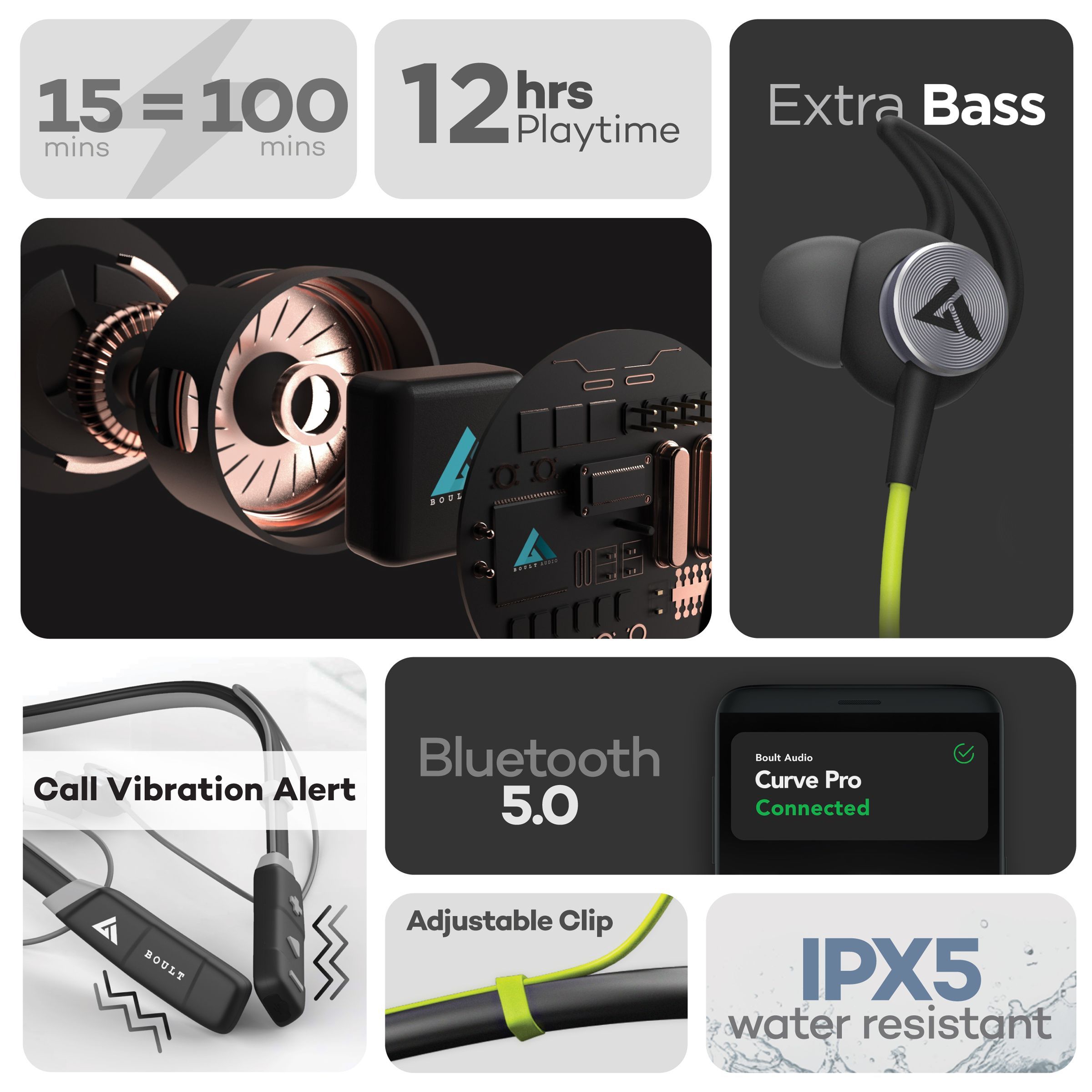 GOBOULT ProBass Curve Pro BA-RD-CurvePro Neckband with Noise Isolation (IPX5 Sweat & Water Resistant, Google & Siri Compatibility, Green)_8