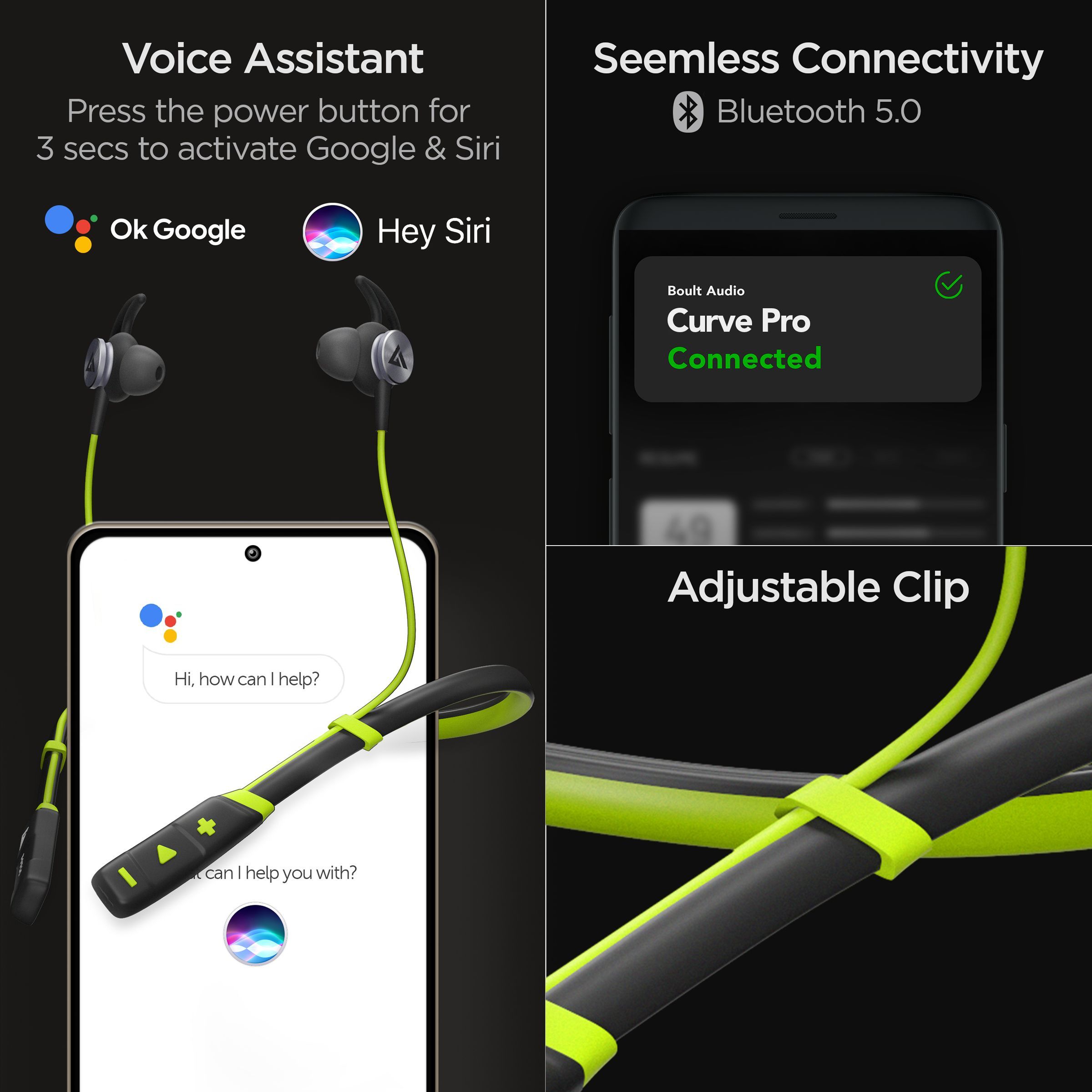 GOBOULT ProBass Curve Pro BA-RD-CurvePro Neckband with Noise Isolation (IPX5 Sweat & Water Resistant, Google & Siri Compatibility, Green)_9