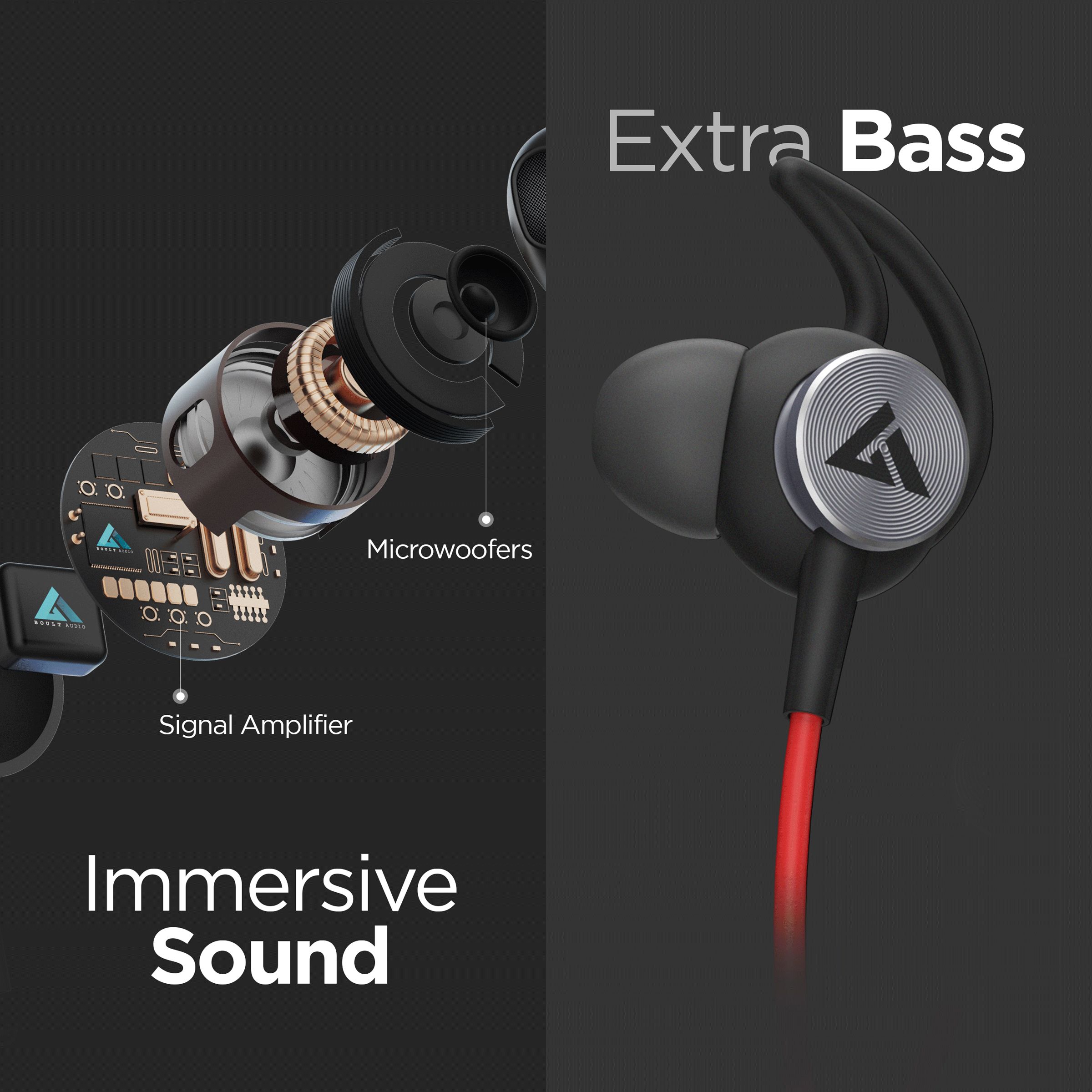 GOBOULT ProBass Curve Pro BA-RD-CurvePro Neckband with Noise Isolation (IPX5 Sweat & Water Resistant, Google & Siri Compatibility, Red)_9