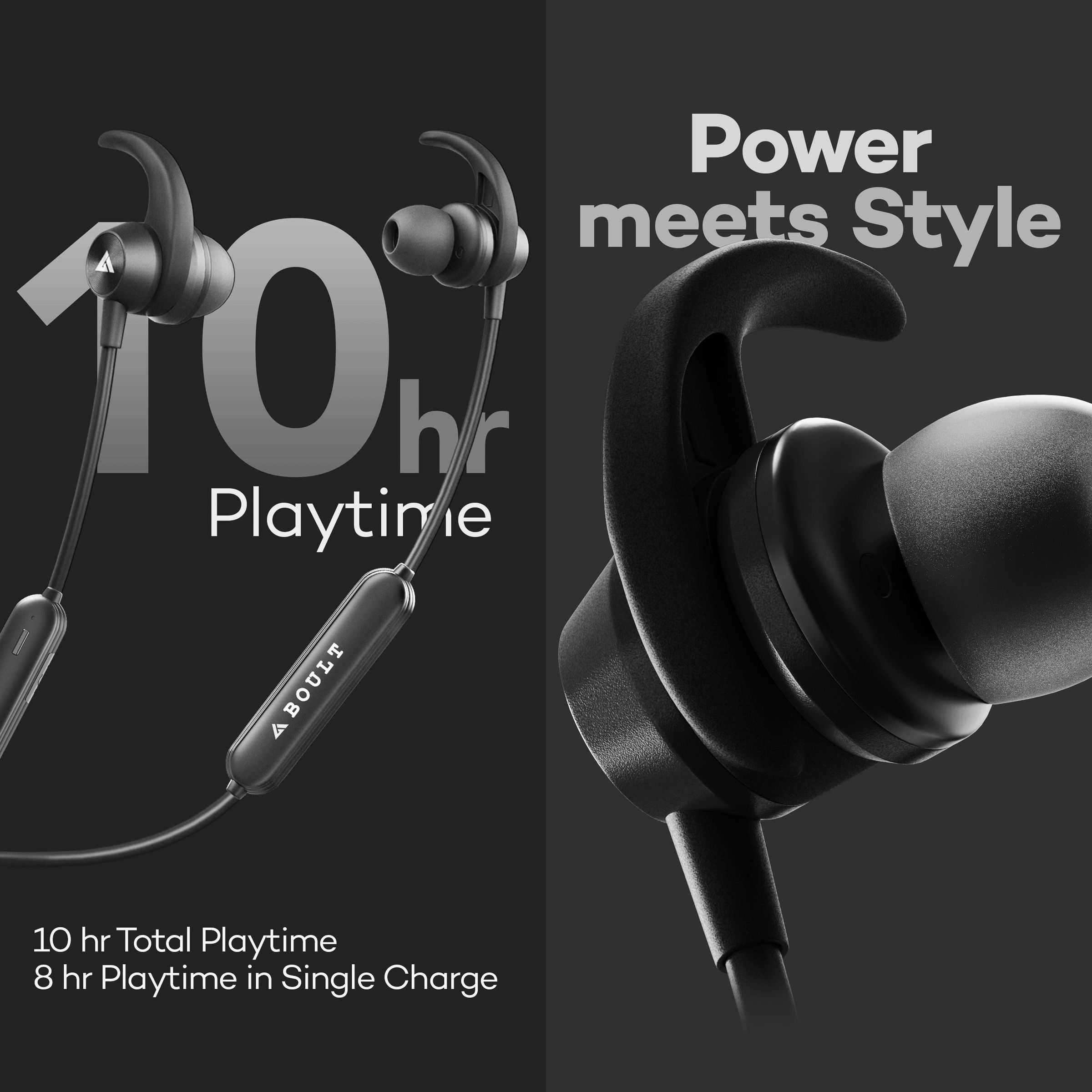 GOBOULT Probass X1-WL BA-RD-X1-WL Neckband with Noise Isolation (IPX5 Sweat & Water Resistant, Google & Siri Compatibility, Black)_7