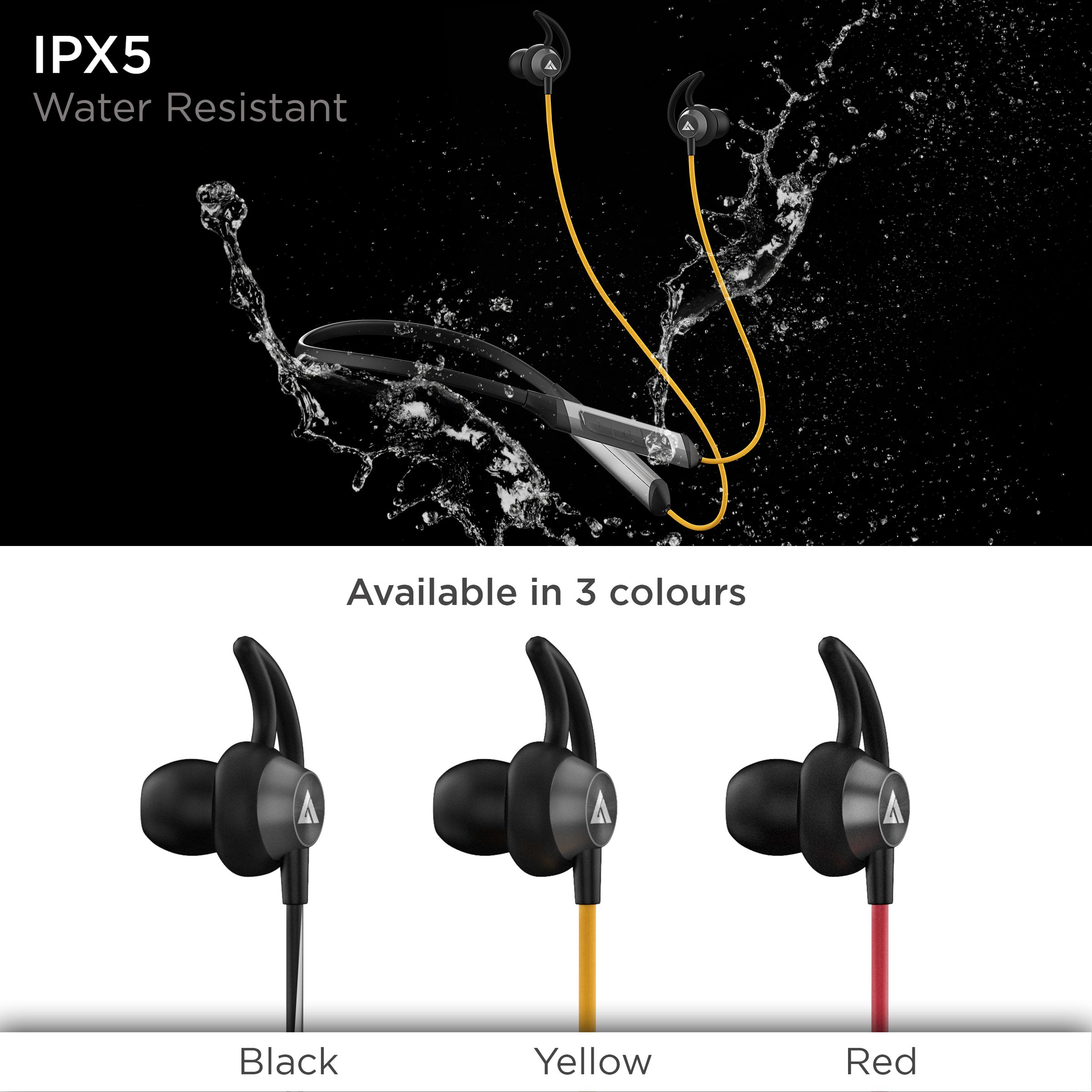 GOBOULT ProBass X-Charge BA-RD-XCharge Neckband (IPX5 Water Resistant, Google & Siri Compatibility, Yellow)_8