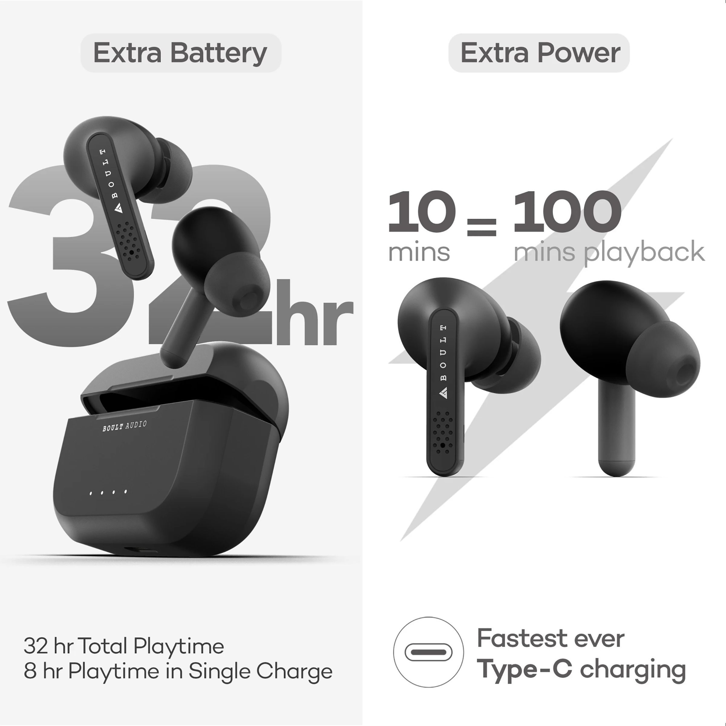 GOBOULT AirBass GearPods BA-RD-GearPods In-Ear Truly Wireless Earbuds With Mic (Bluetooth 5.0, Touch Control, Black)_6
