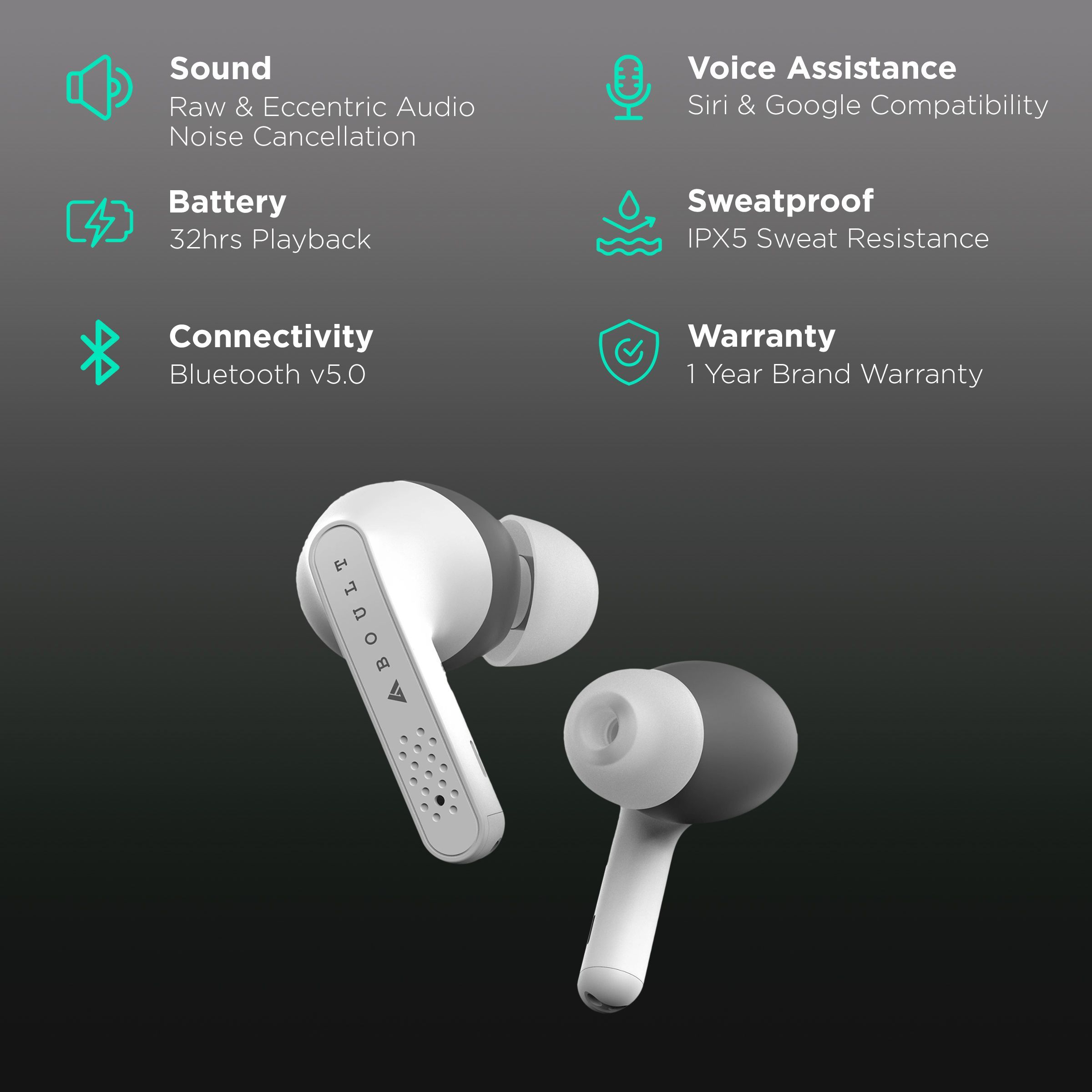 GOBOULT AirBass GearPods BA-RD-GearPods In-Ear Truly Wireless Earbuds With Mic (Bluetooth 5.0, Touch Control, White)_2