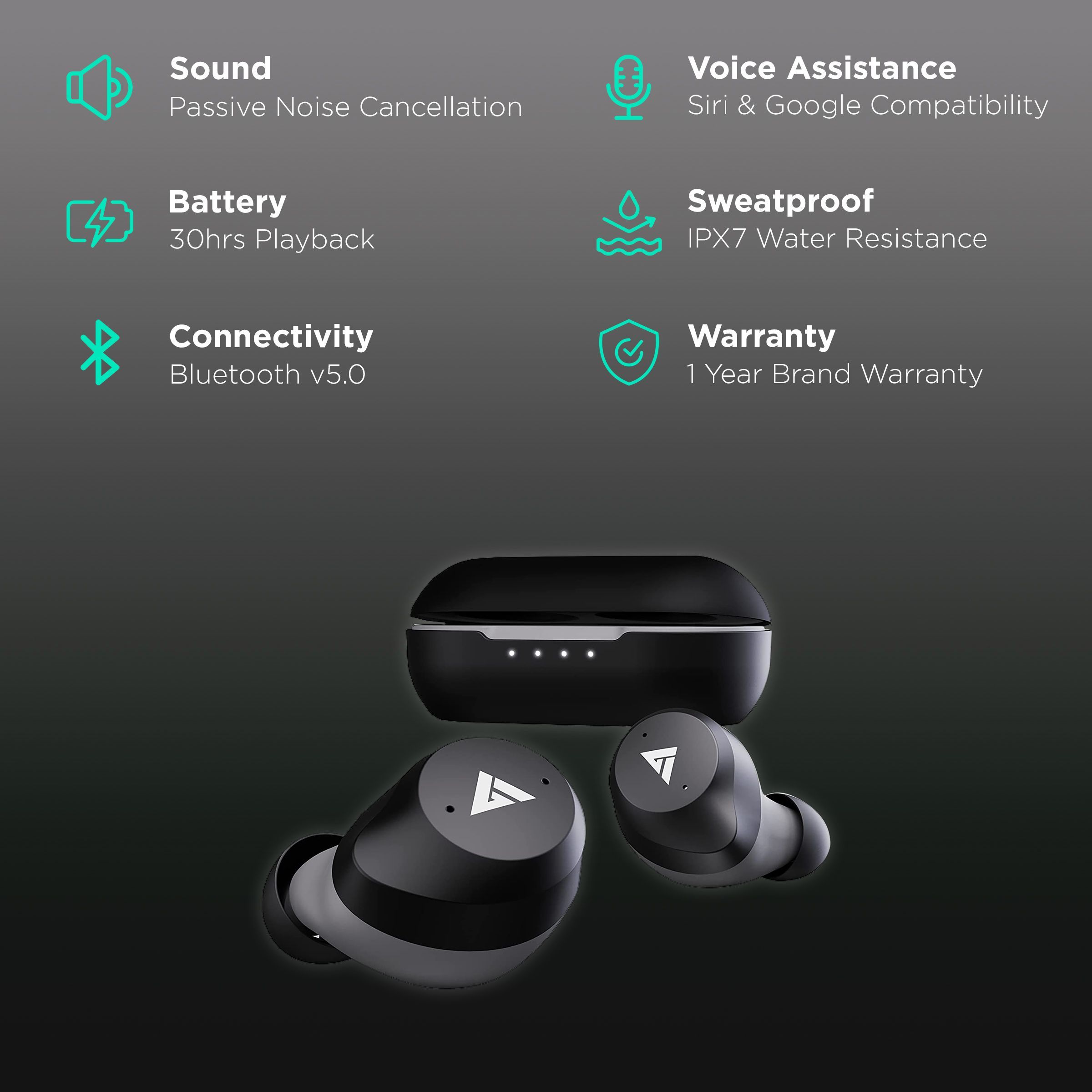 GOBOULT AirBass Truebuds BA-RD-Truebuds In-Ear Truly Wireless Earbuds With Mic (Bluetooth 5.0, Touch Control, Grey)_2