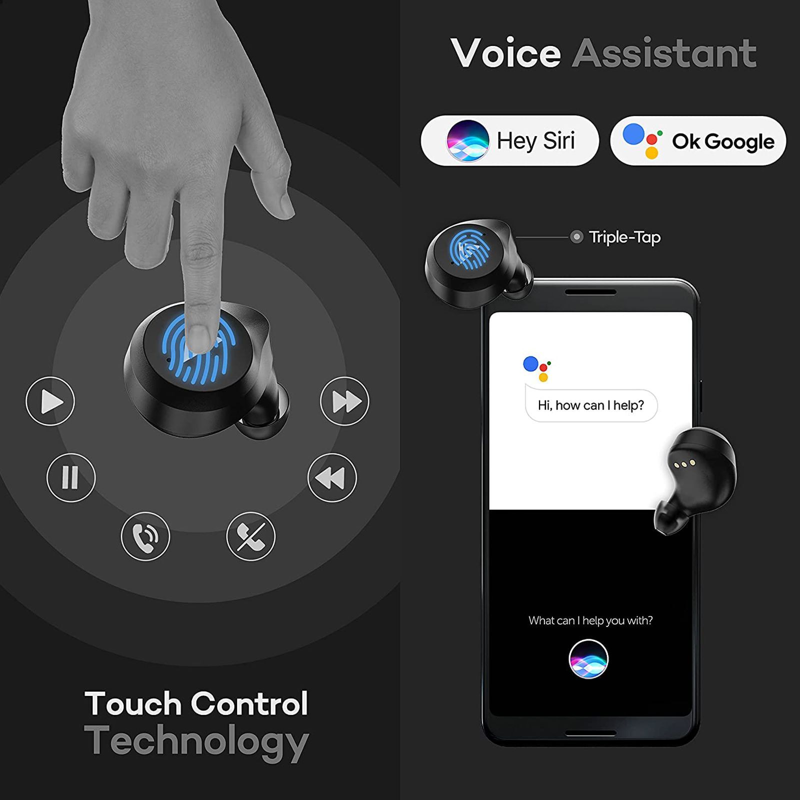 GOBOULT AirBass Truebuds BA-RD-Truebuds In-Ear Truly Wireless Earbuds With Mic (Bluetooth 5.0, Touch Control, Grey)_3