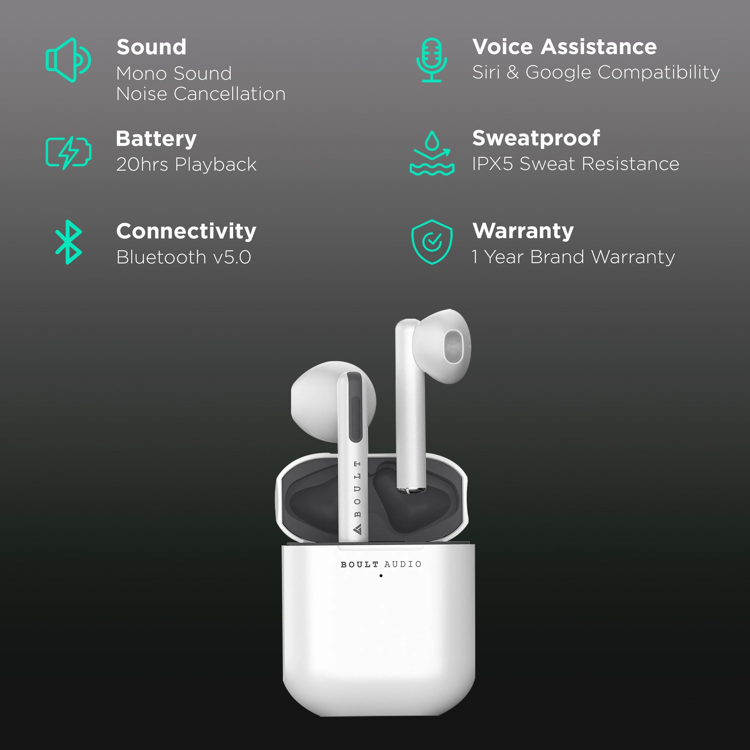 GOBOULT AirBass XPods BA-RD-XPods In-Ear Truly Wireless Earbuds With Mic (Bluetooth 5.0, Touch Control, White)_2
