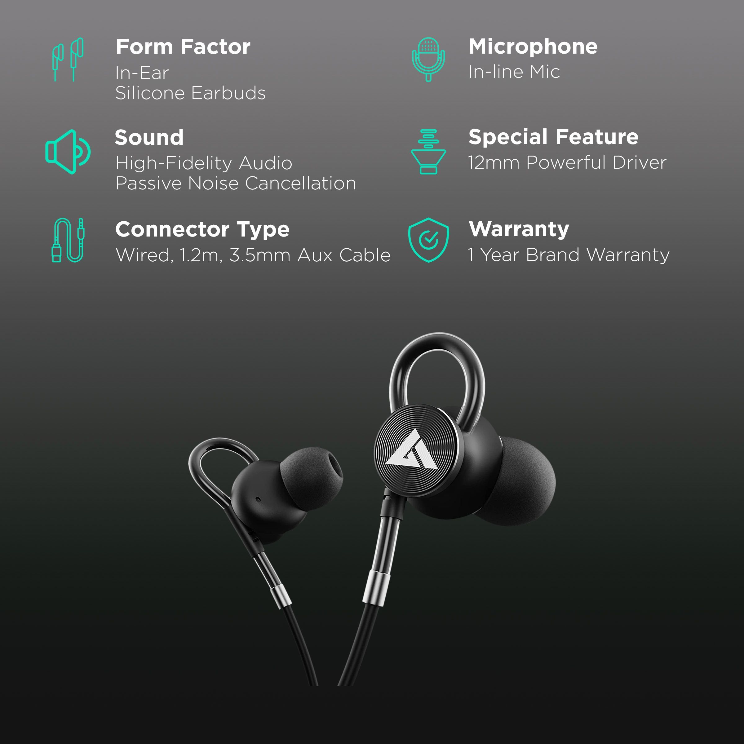 GOBOULT BassBuds Loop BA-RD-Loop In-Ear Wired  Earphone with Mic (Deep Bass, Black)_2