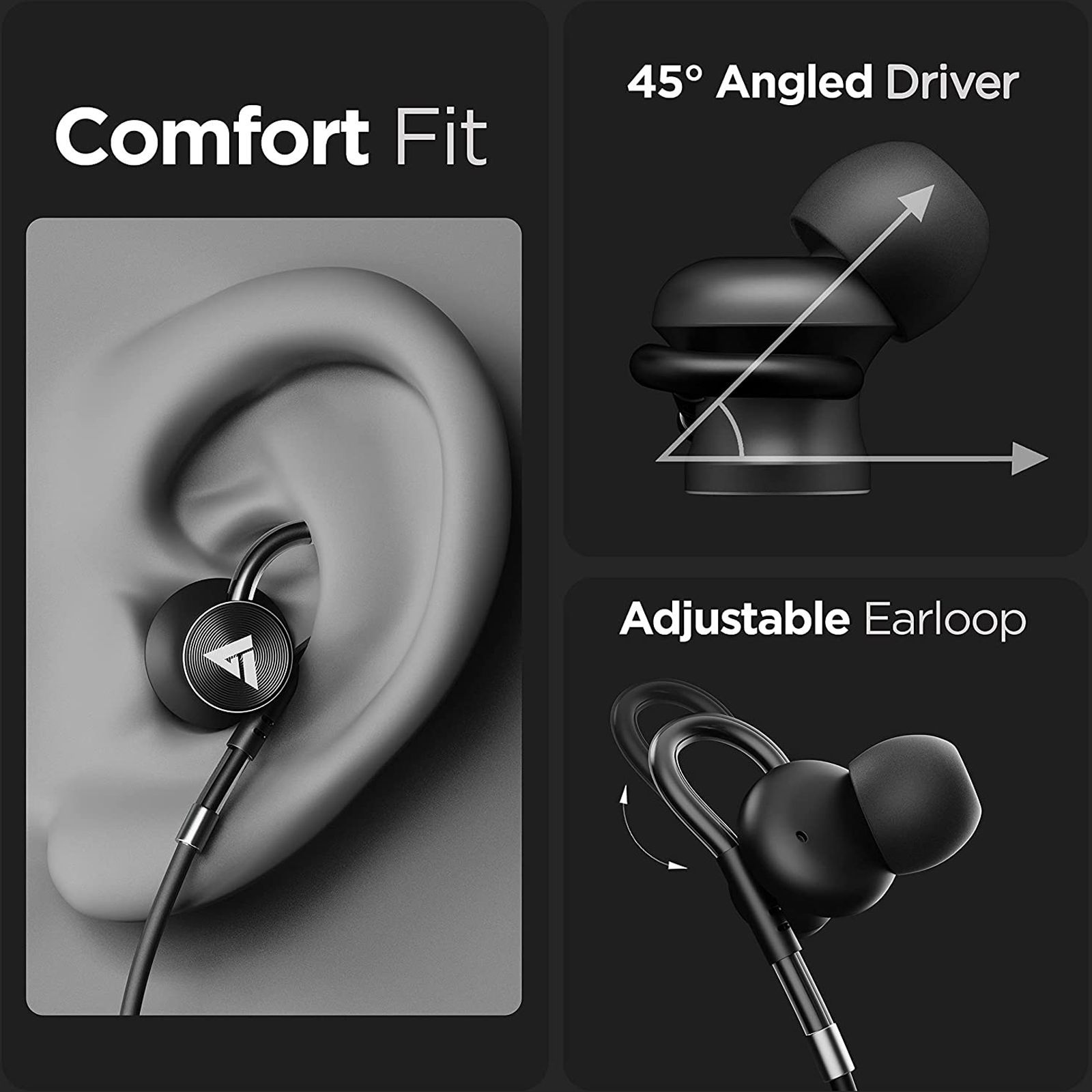 GOBOULT BassBuds Loop BA-RD-Loop In-Ear Wired  Earphone with Mic (Deep Bass, Black)_4