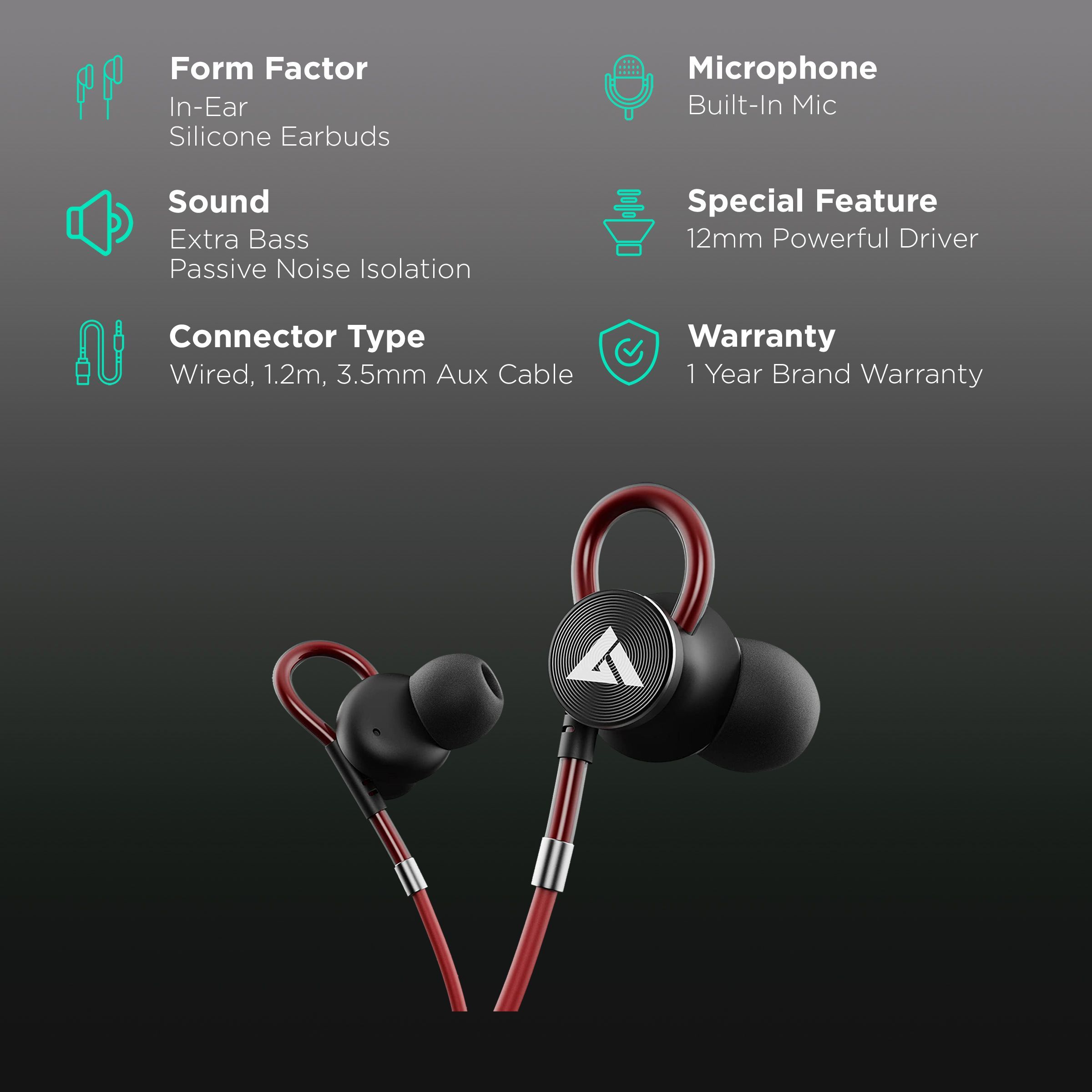 GOBOULT BassBuds Loop BA-RD-Loop In-Ear Wired Earphone with Mic (Deep Bass, Red) GOBOULT BassBuds Loop BA-RD-Loop In-Ear Wired Earphone with Mic (Deep Bass, Red)_2