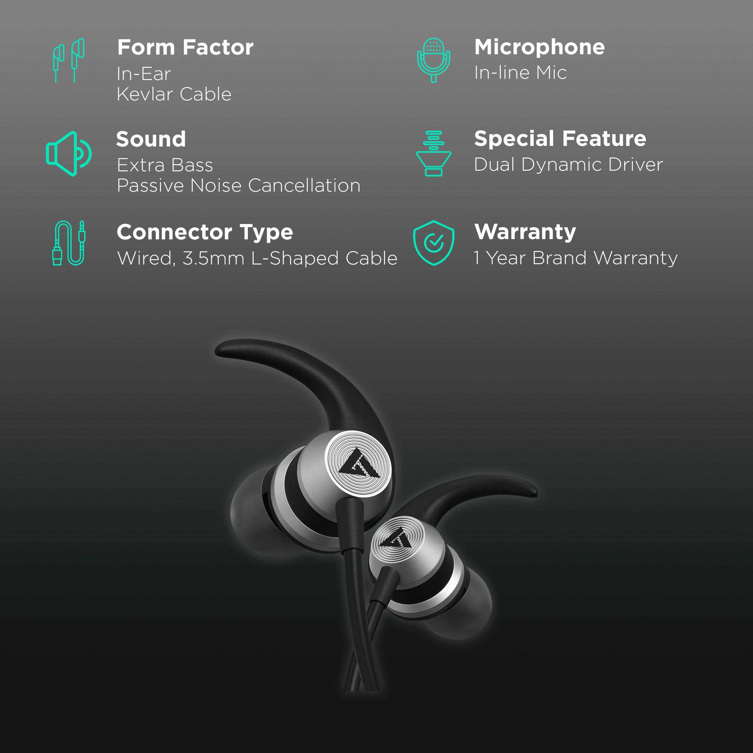 GOBOULT Bassbuds X1 BA-RD-X1 In-Ear Wired  Earphone with Mic (Extra Bass, Black)_2