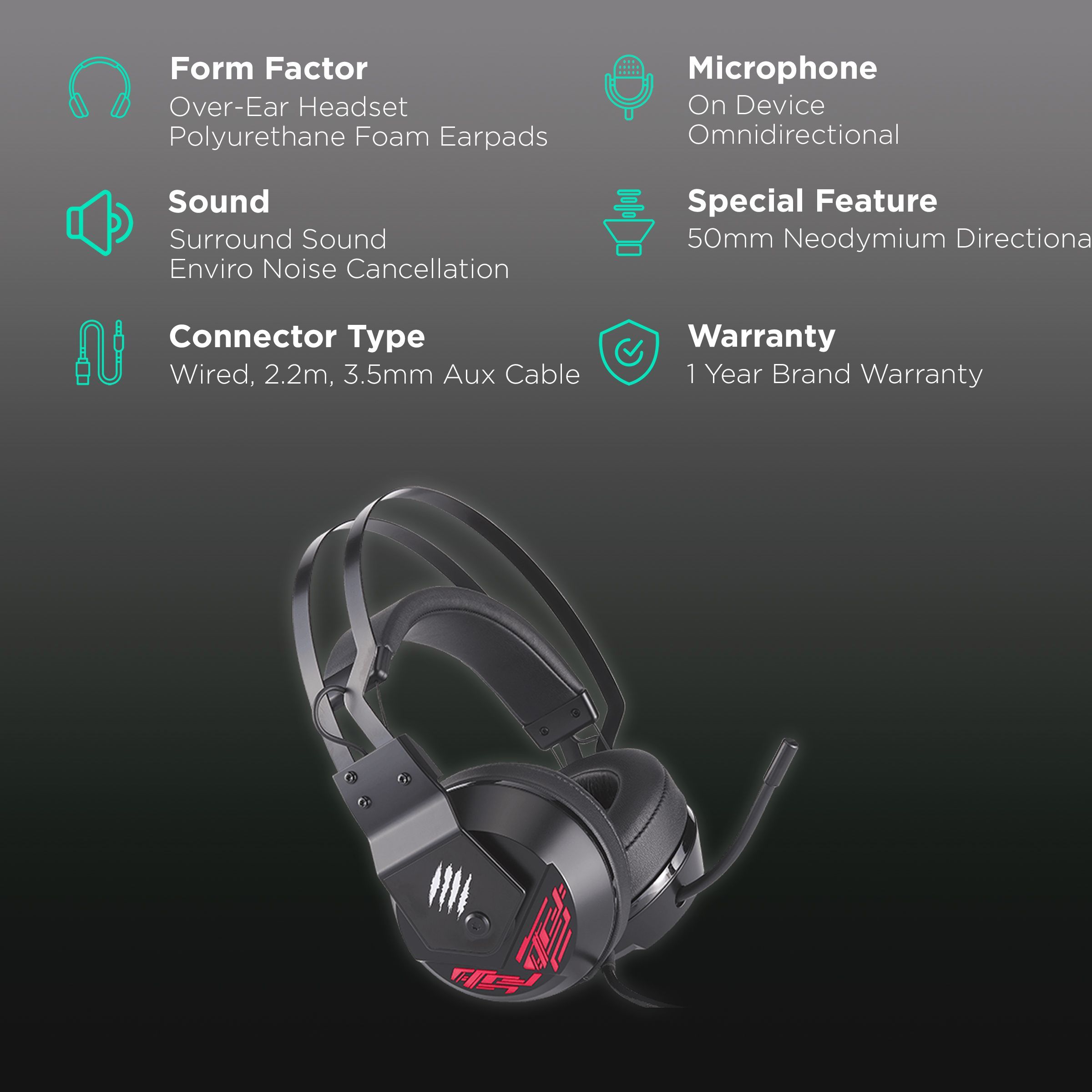 MAD CATZ The Authentic F.R.E.Q. 4 Wired Gaming Headset with Environmental Noise Cancellation (7.1 Surround Sound, Over Ear, Black)_2