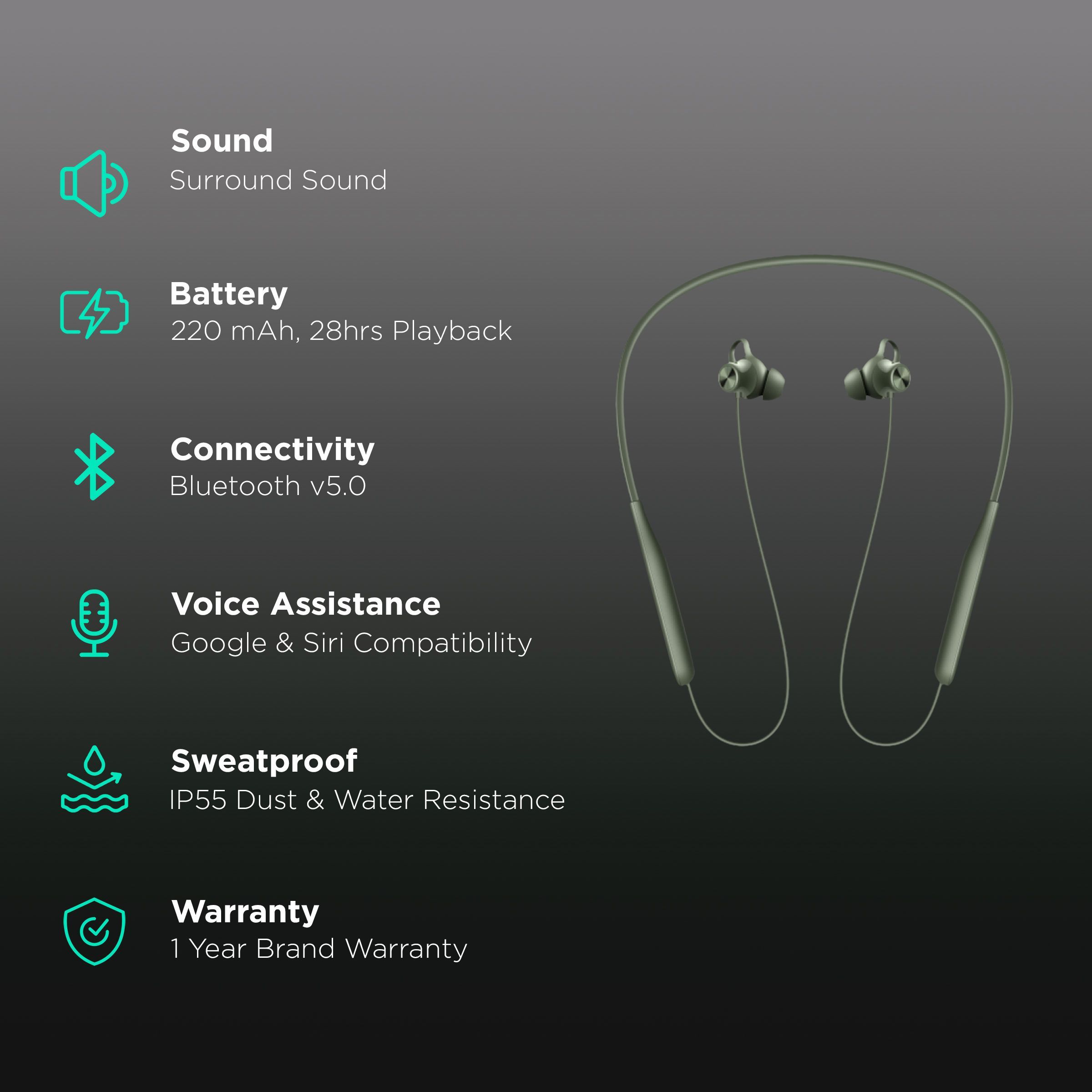 oppo Enco M32 EWN20 Neckband (IP55 Water & Dust Resistant, 28 Hours Playtime, Green)_2