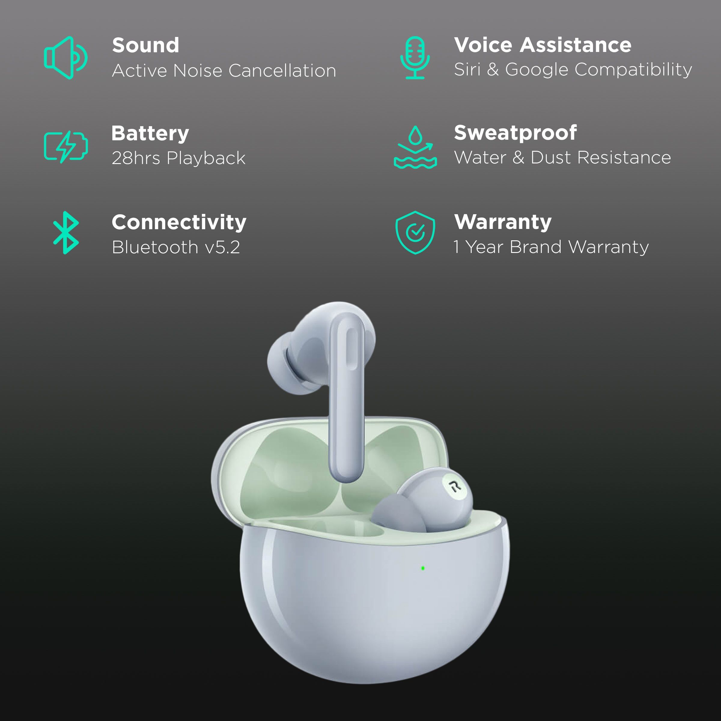 oppo Enco Air2 Pro ETE21 TWS Earbuds with Active Noise Cancellation (IP54 Dust & Water Resistant, 28 Hours Playtime, Grey)_2