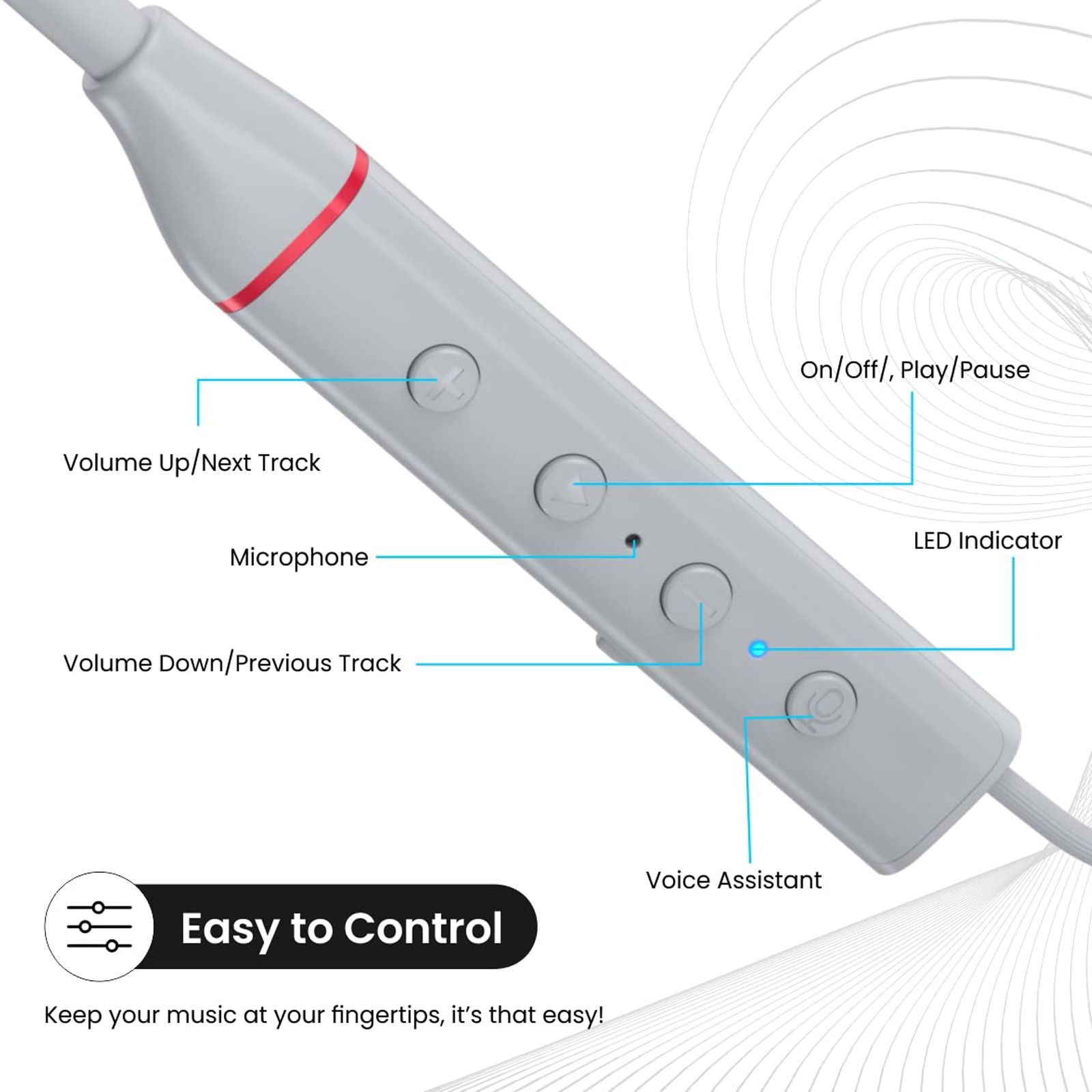 PORTRONICS Harmonics 400 POR 1589 In-Ear Wireless Earphone with Mic (Hi-Fidelity Sound, Grey)_8