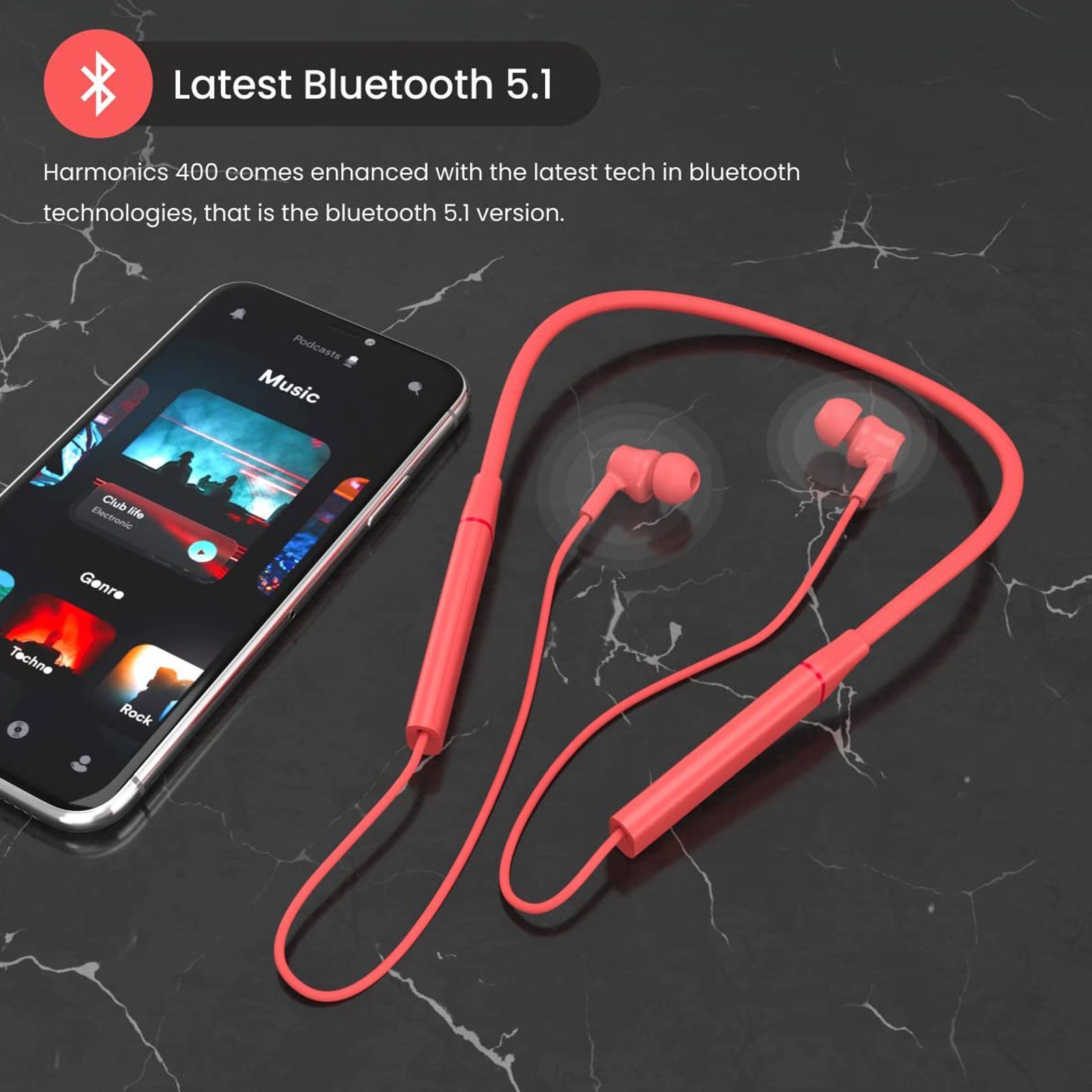 PORTRONICS Harmonics 400 In-Ear Wireless Earphone with Mic (Bluetooth 5.1, Hi-Fidelity Sound, Red) PORTRONICS Harmonics 400 In-Ear Wireless Earphone with Mic (Bluetooth 5.1, Hi-Fidelity Sound, Red)_7